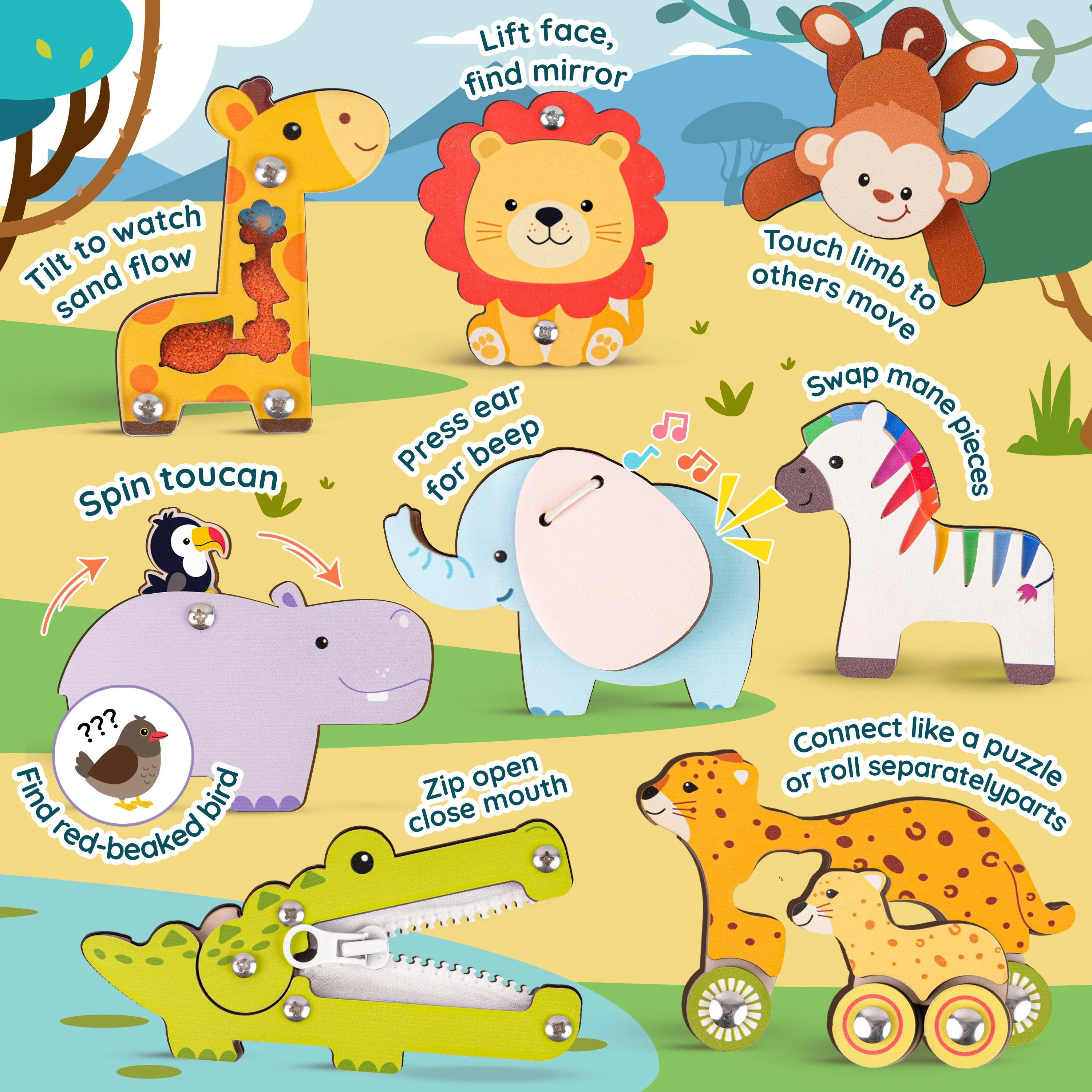 Personalized Wooden Animal Name Puzzle Busy Board - Image 7