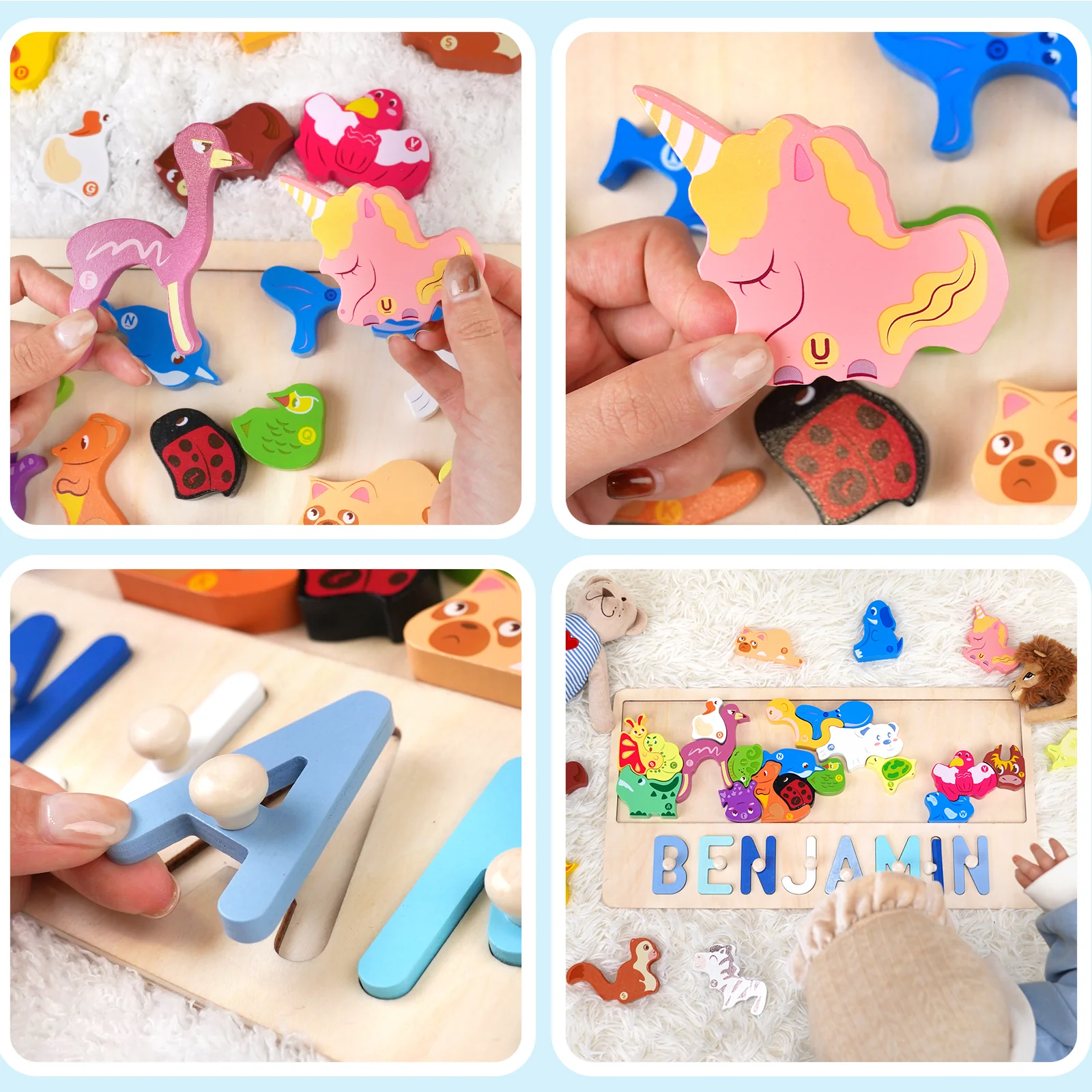 Personalized Wooden Animal Stacking Name Puzzle - Image 5