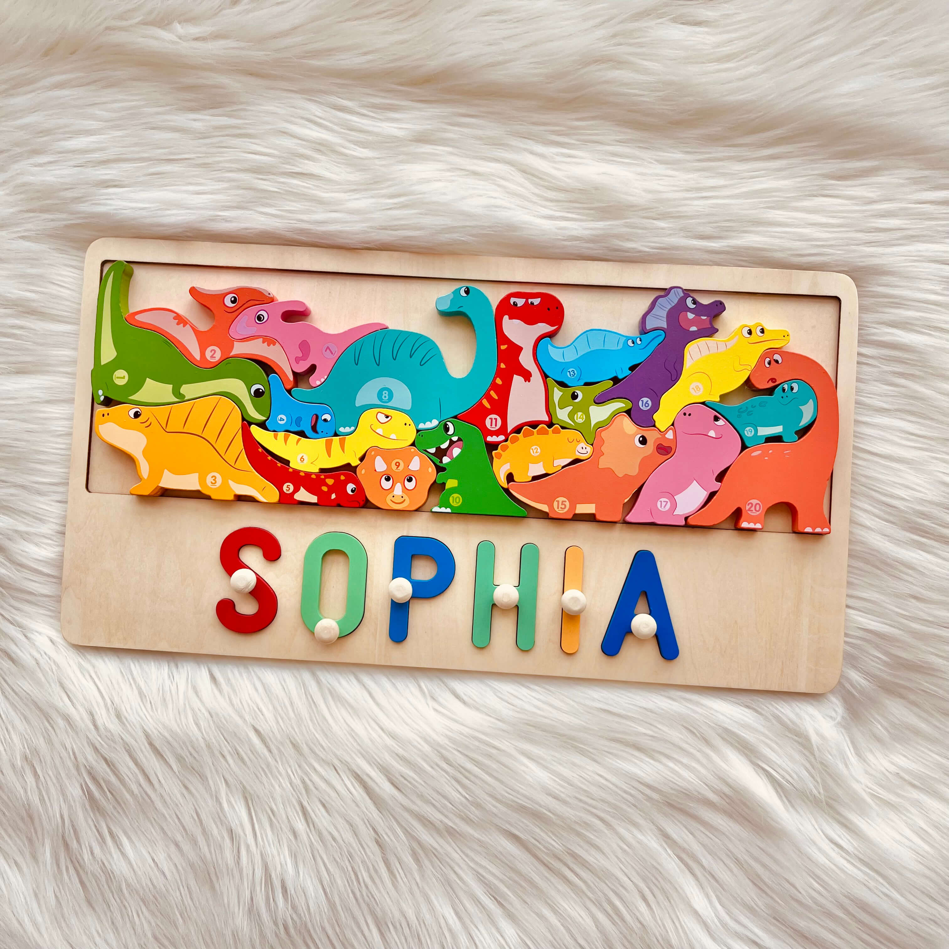 Personalized Wooden Animal Stacking Name Puzzle - Image 8