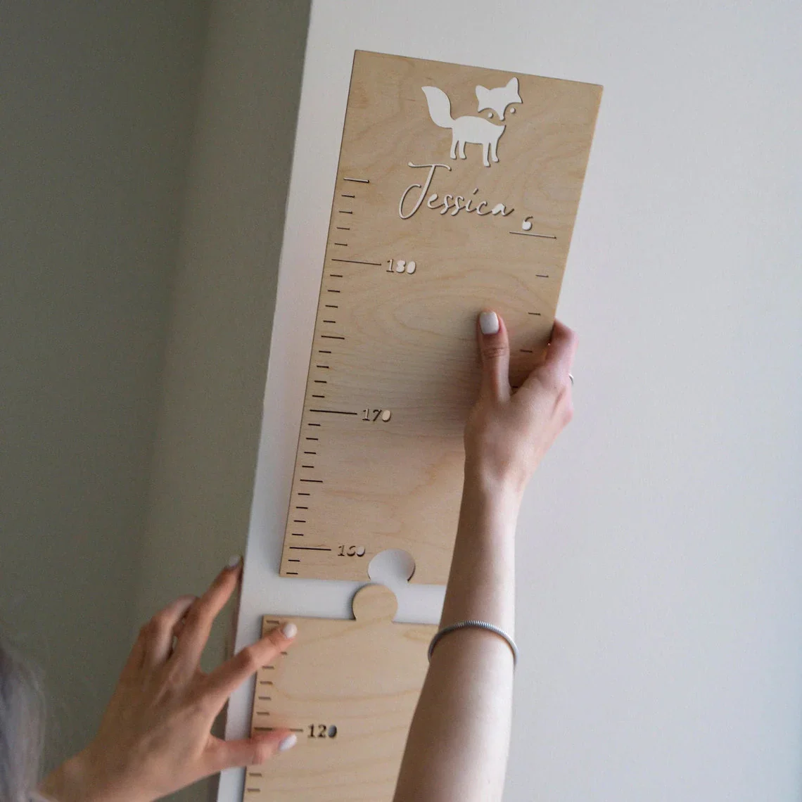 Personalized Wooden Animal Pattern Growth Chart Ruler - Image 6