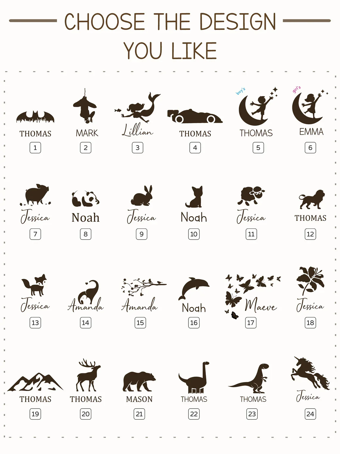 Personalized Wooden Animal Pattern Growth Chart Ruler - Image 7