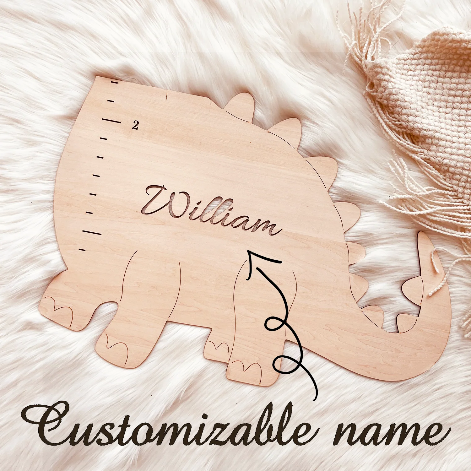 Personalized Wooden Dinosaur Growth Chart Height Ruler - Image 3