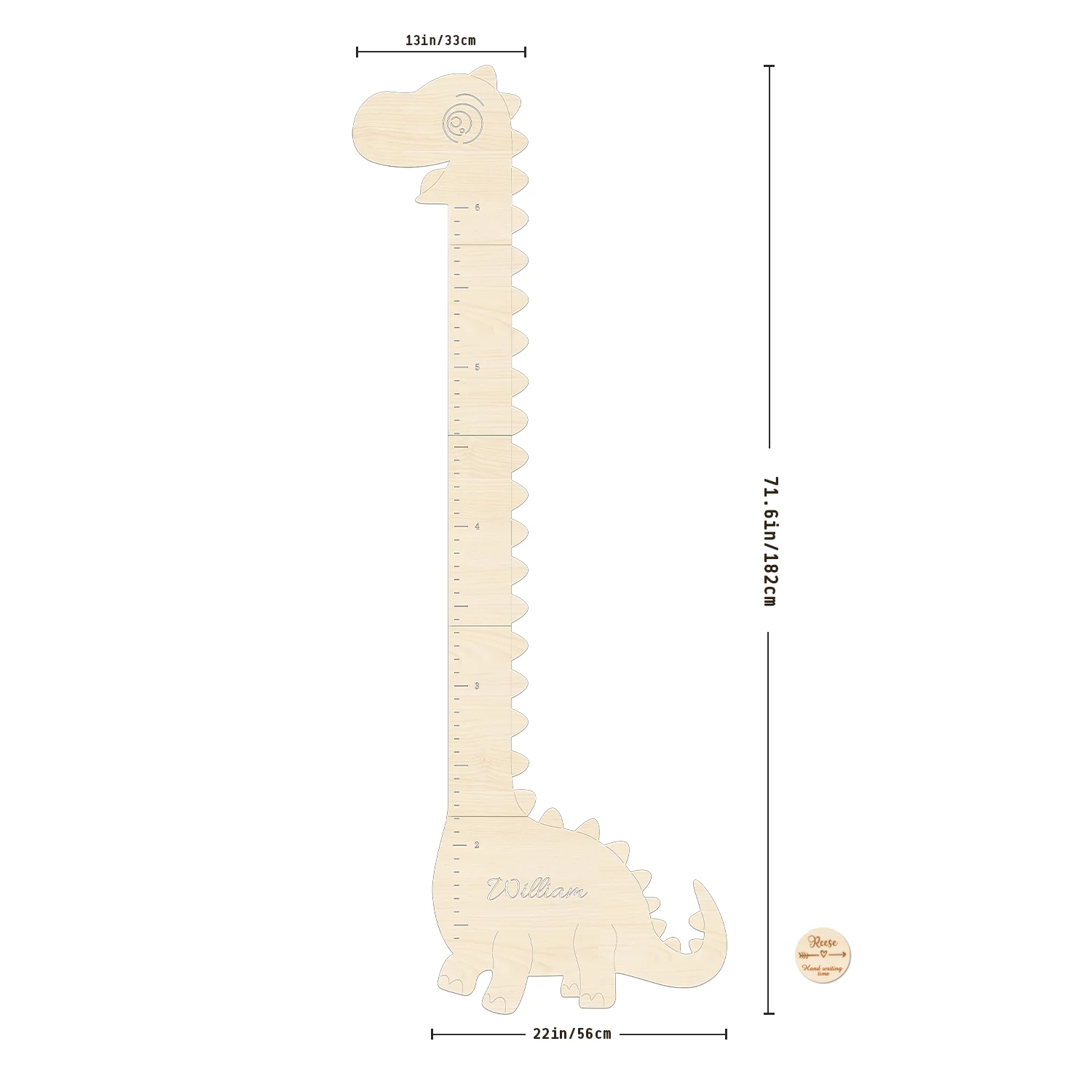 Personalized Wooden Dinosaur Growth Chart Height Ruler - Image 6