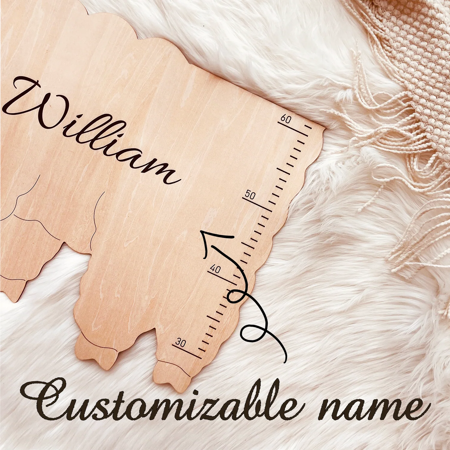 Personalized Wooden Alpaca Llama Growth Chart Ruler - Image 4