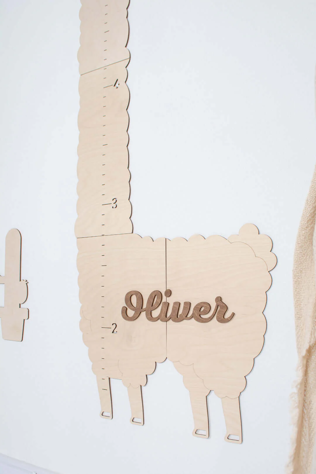 Personalized Wooden Alpaca Growth Chart Kids Room Decor - Image 2