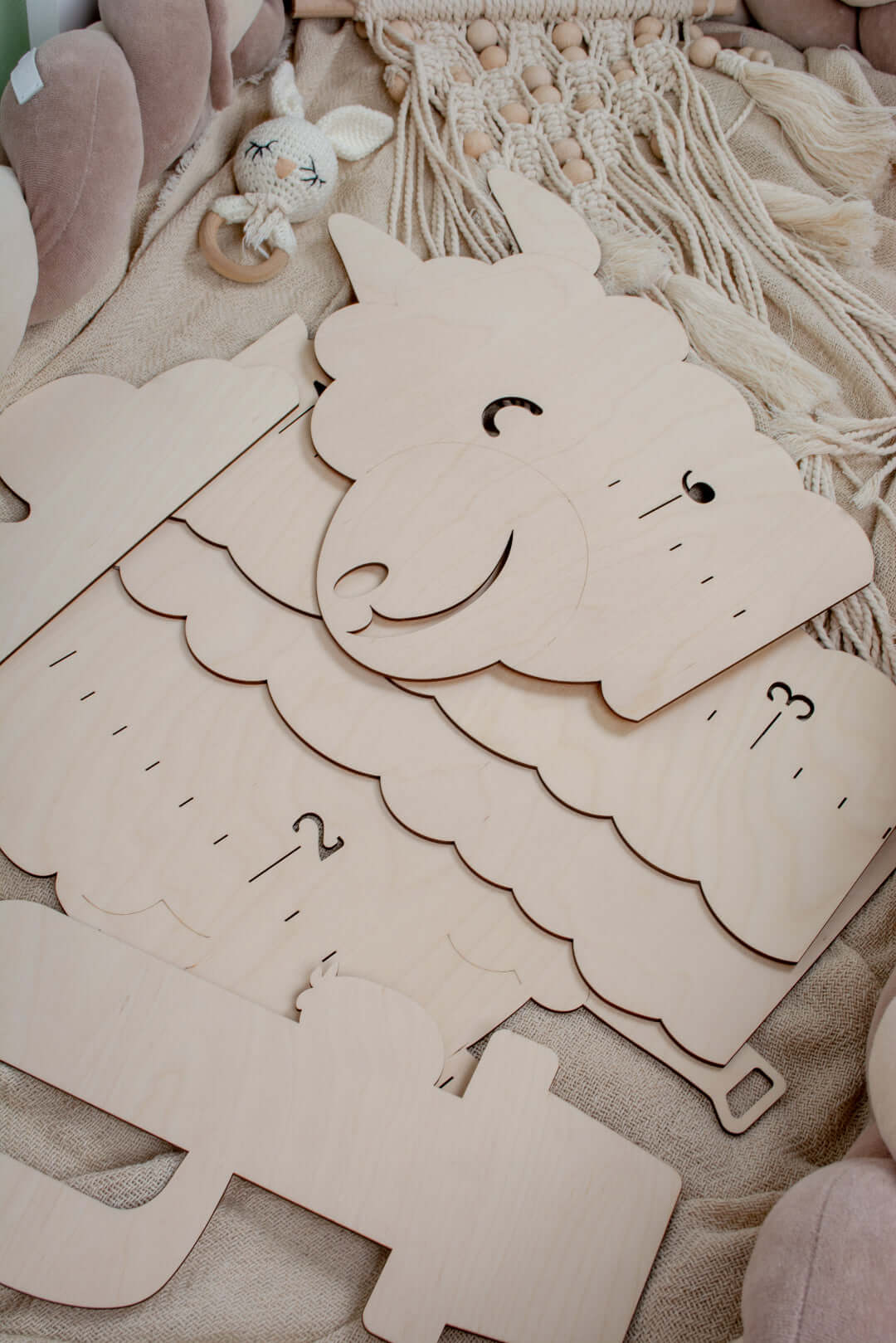 Personalized Wooden Alpaca Growth Chart Kids Room Decor - Image 3