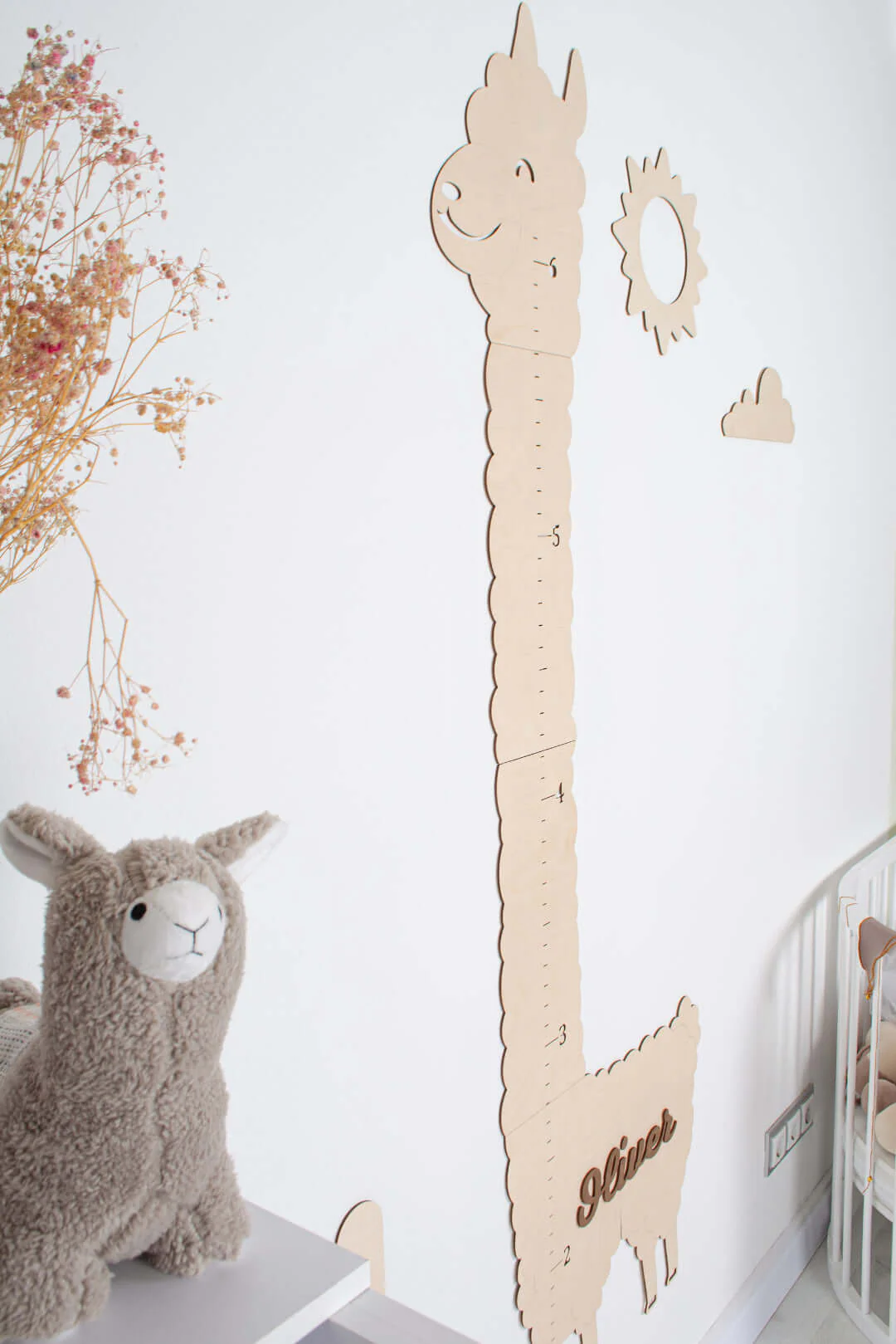 Personalized Wooden Alpaca Growth Chart Kids Room Decor - Image 4