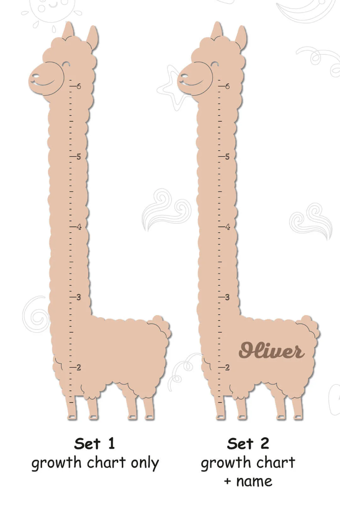 Personalized Wooden Alpaca Growth Chart Kids Room Decor - Image 5