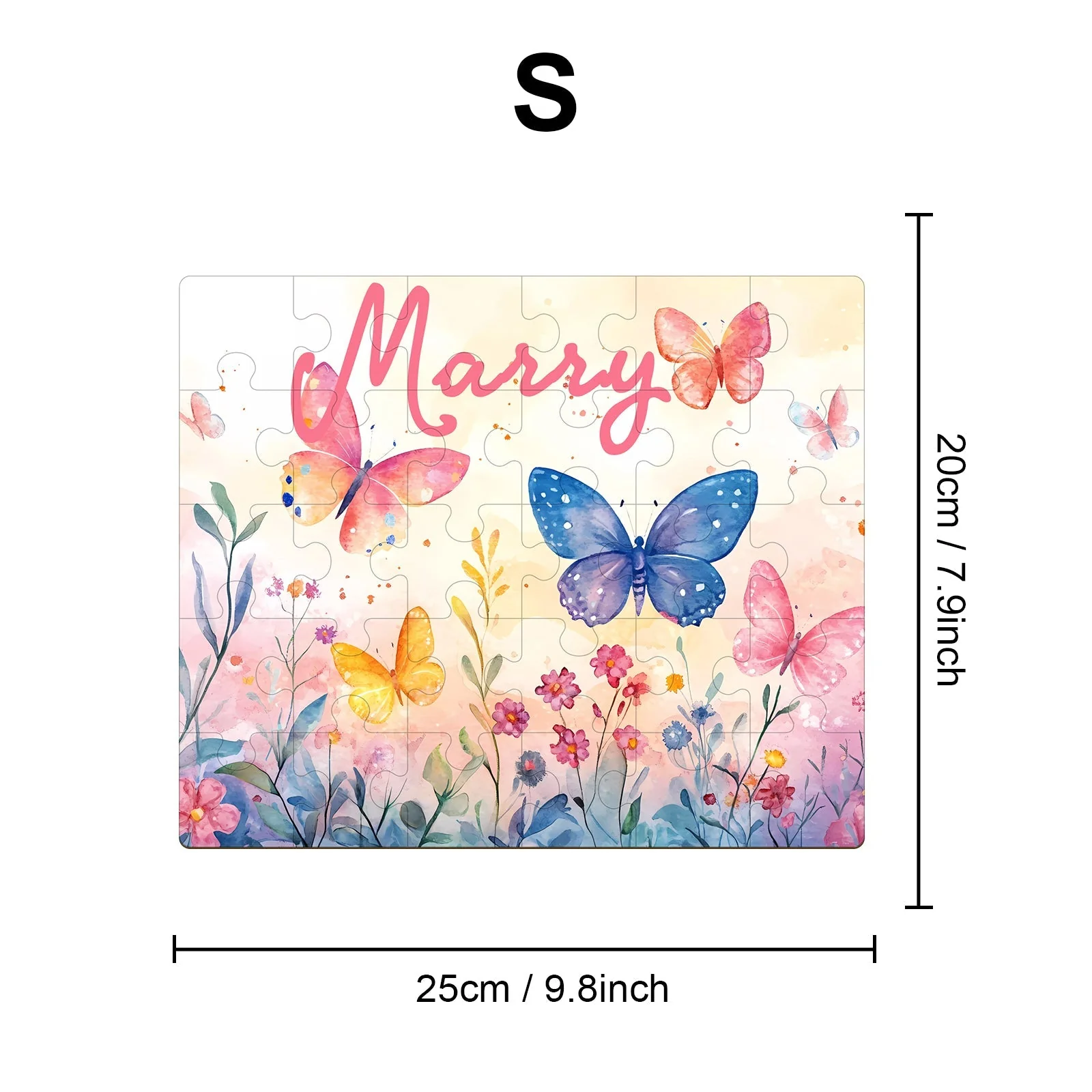 Personalized Wooden Baby Name Jigsaw Puzzle - Butterfly in the flowers - Image 6