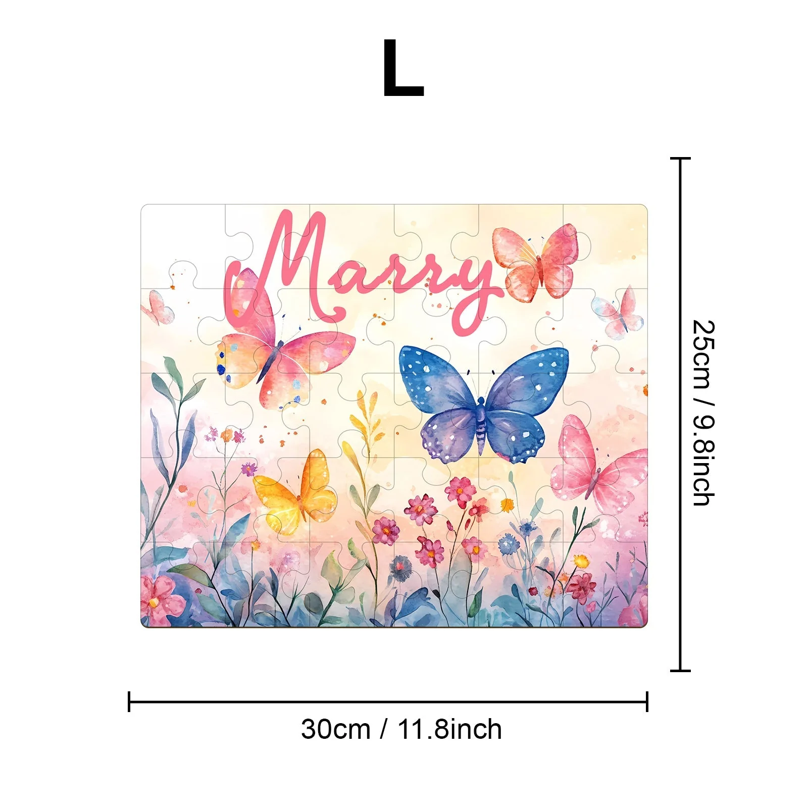 Personalized Wooden Baby Name Jigsaw Puzzle - Butterfly in the flowers - Image 7