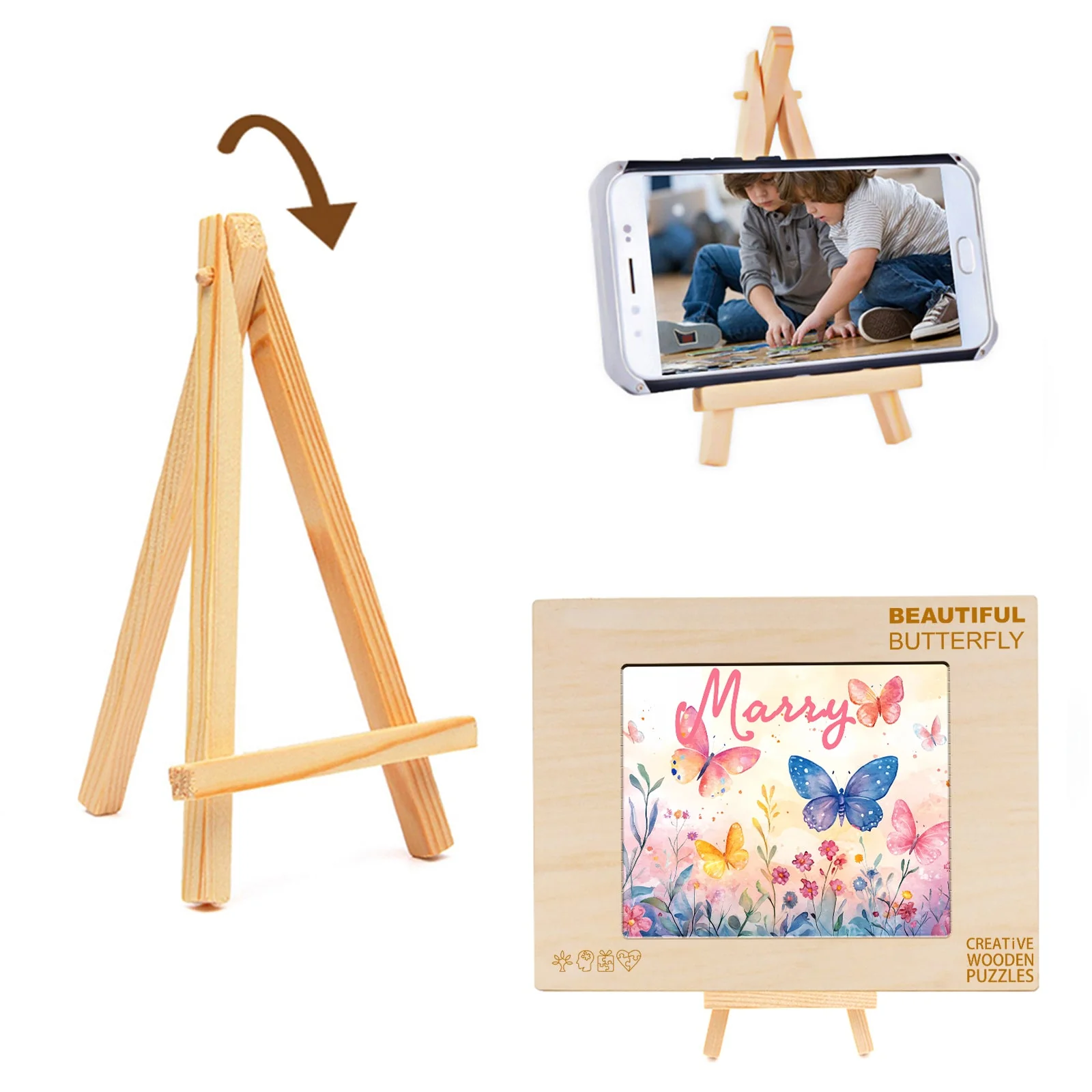 Personalized Wooden Baby Name Jigsaw Puzzle - Butterfly in the flowers - Image 8