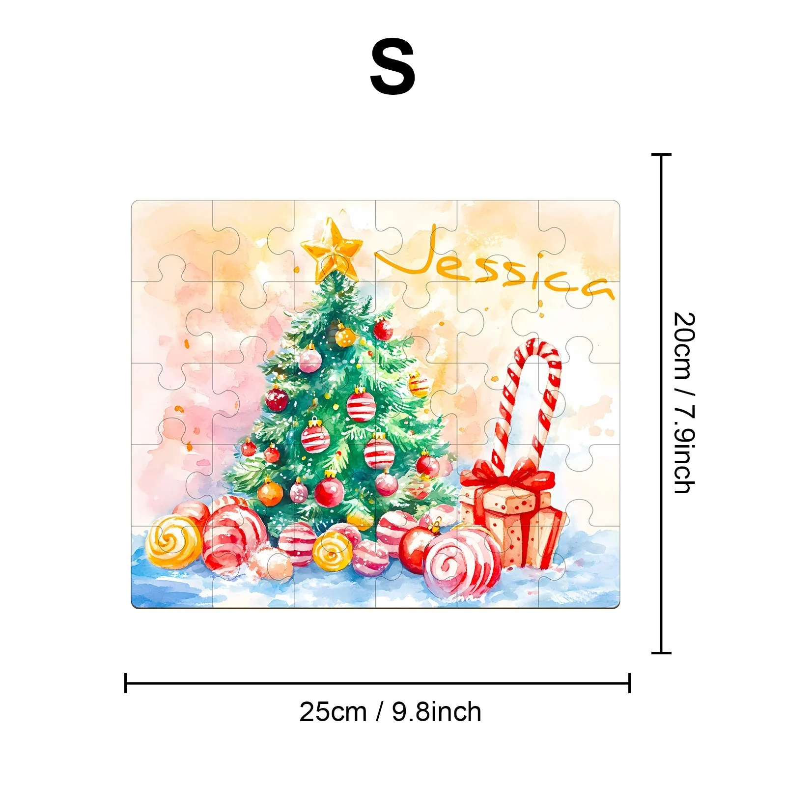 Personalized Wooden Baby Name Jigsaw Puzzle - Christmas Candy - Image 6