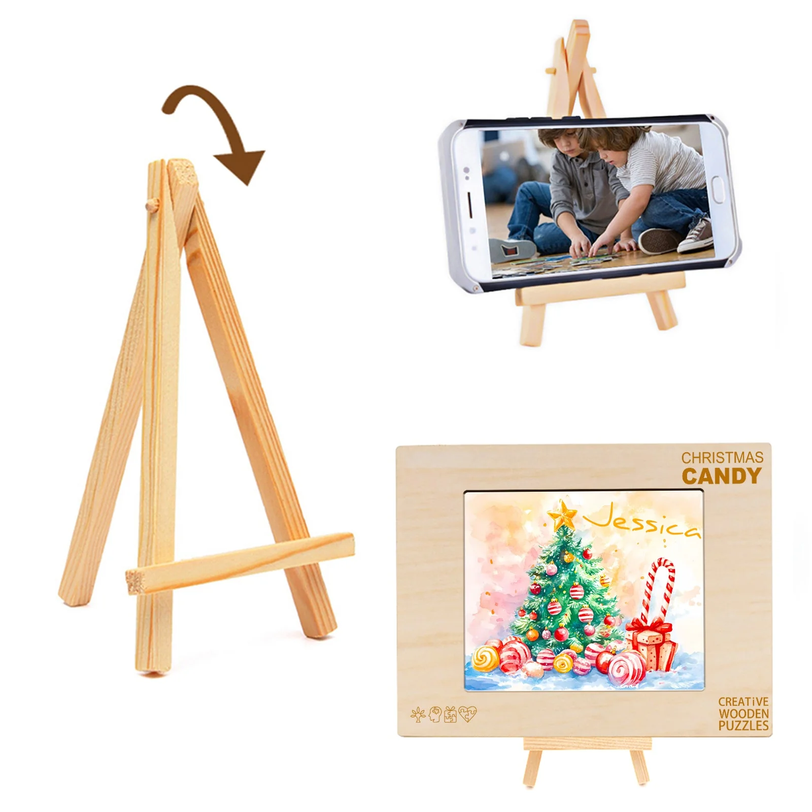 Personalized Wooden Baby Name Jigsaw Puzzle - Christmas Candy - Image 8