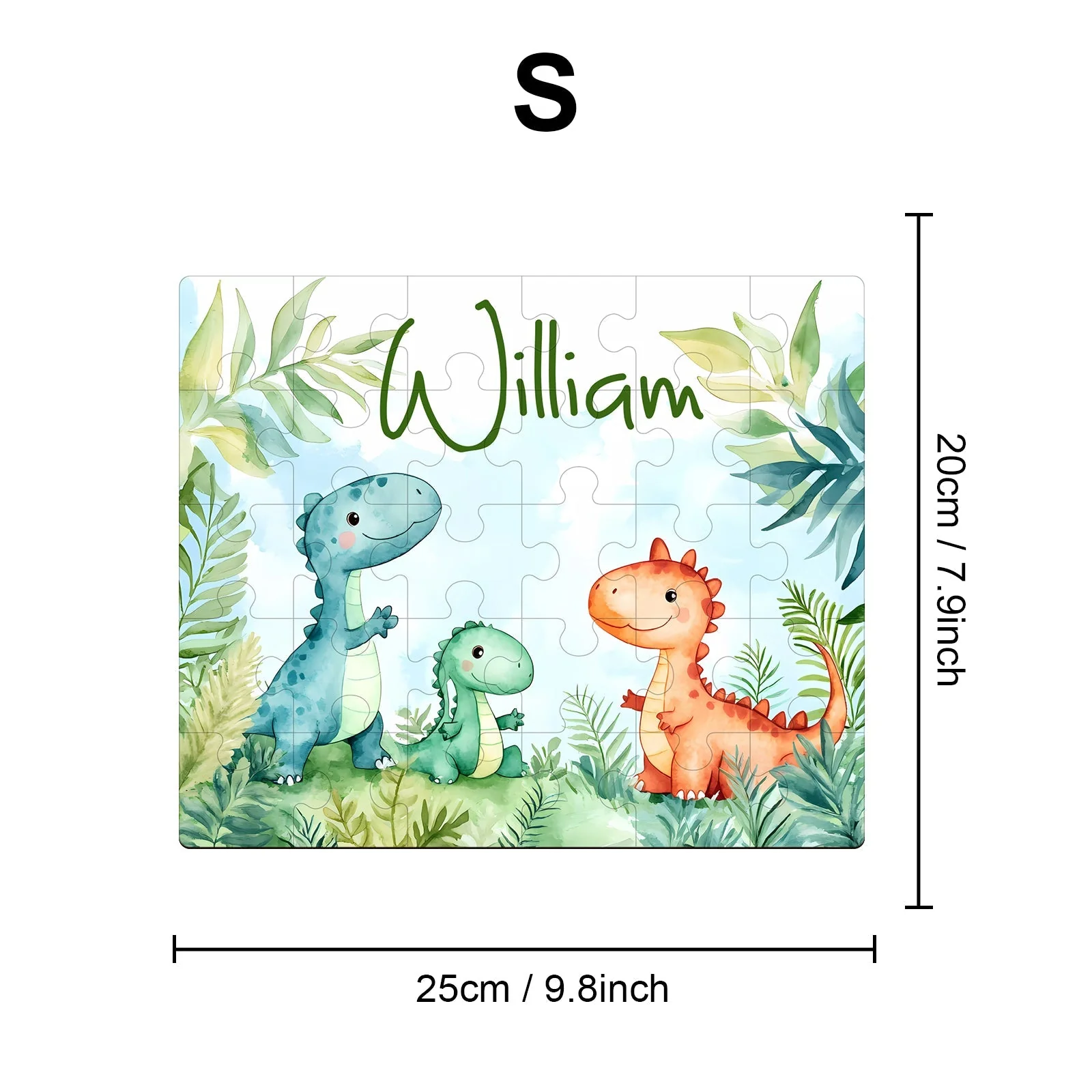 Personalized Wooden Baby Name Jigsaw Puzzle - Dinosaur Family - Image 6