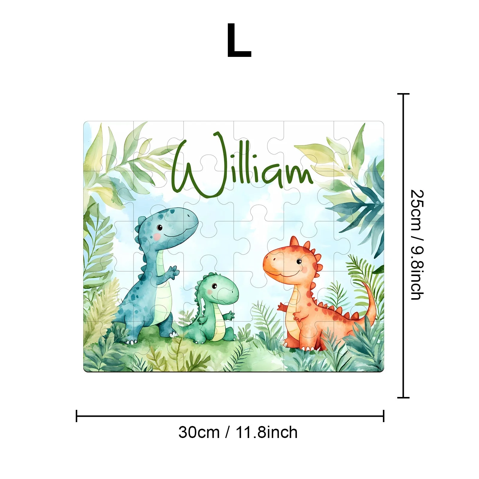 Personalized Wooden Baby Name Jigsaw Puzzle - Dinosaur Family - Image 7