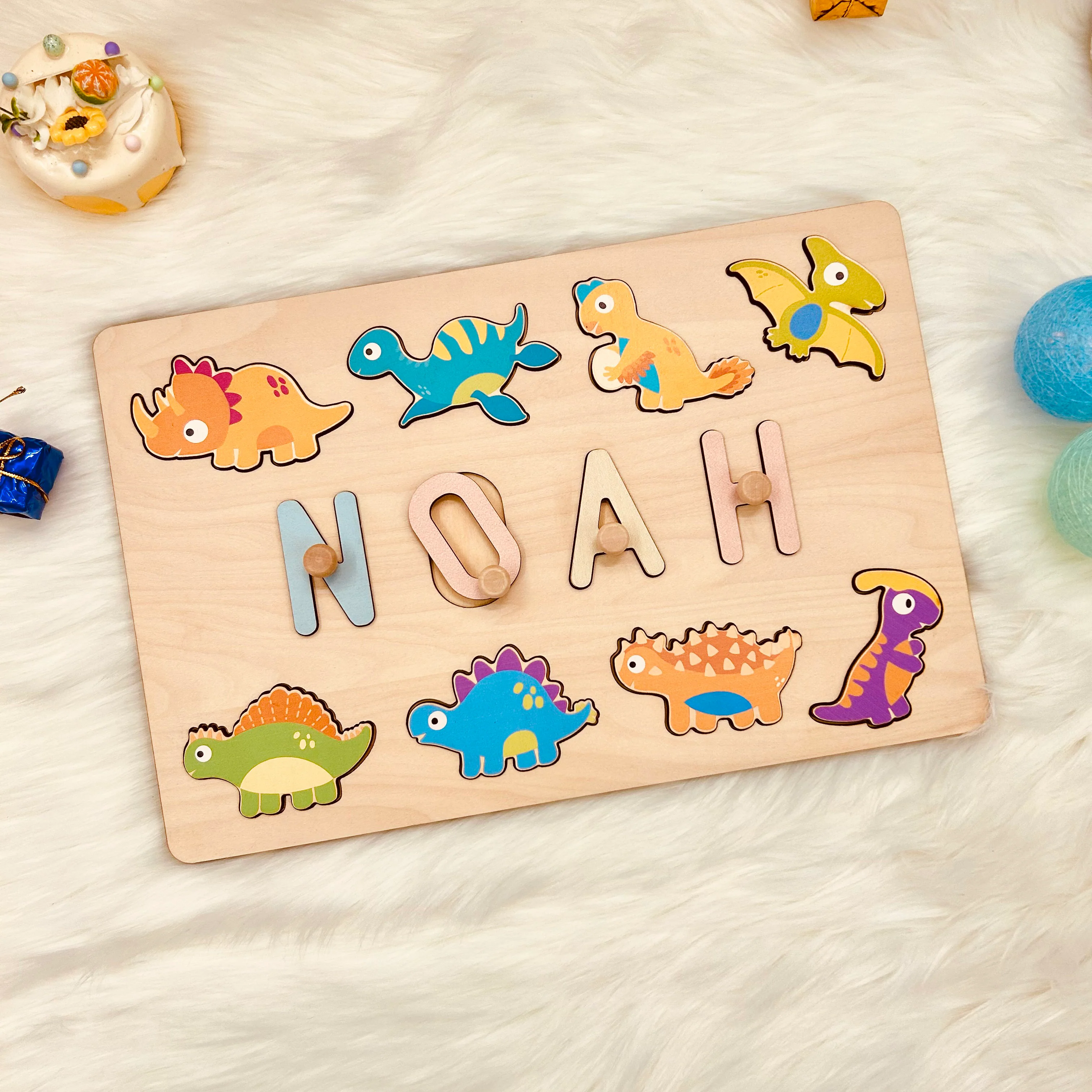Personalized Wooden Baby Name Puzzle - Dinosaurs - Image 6