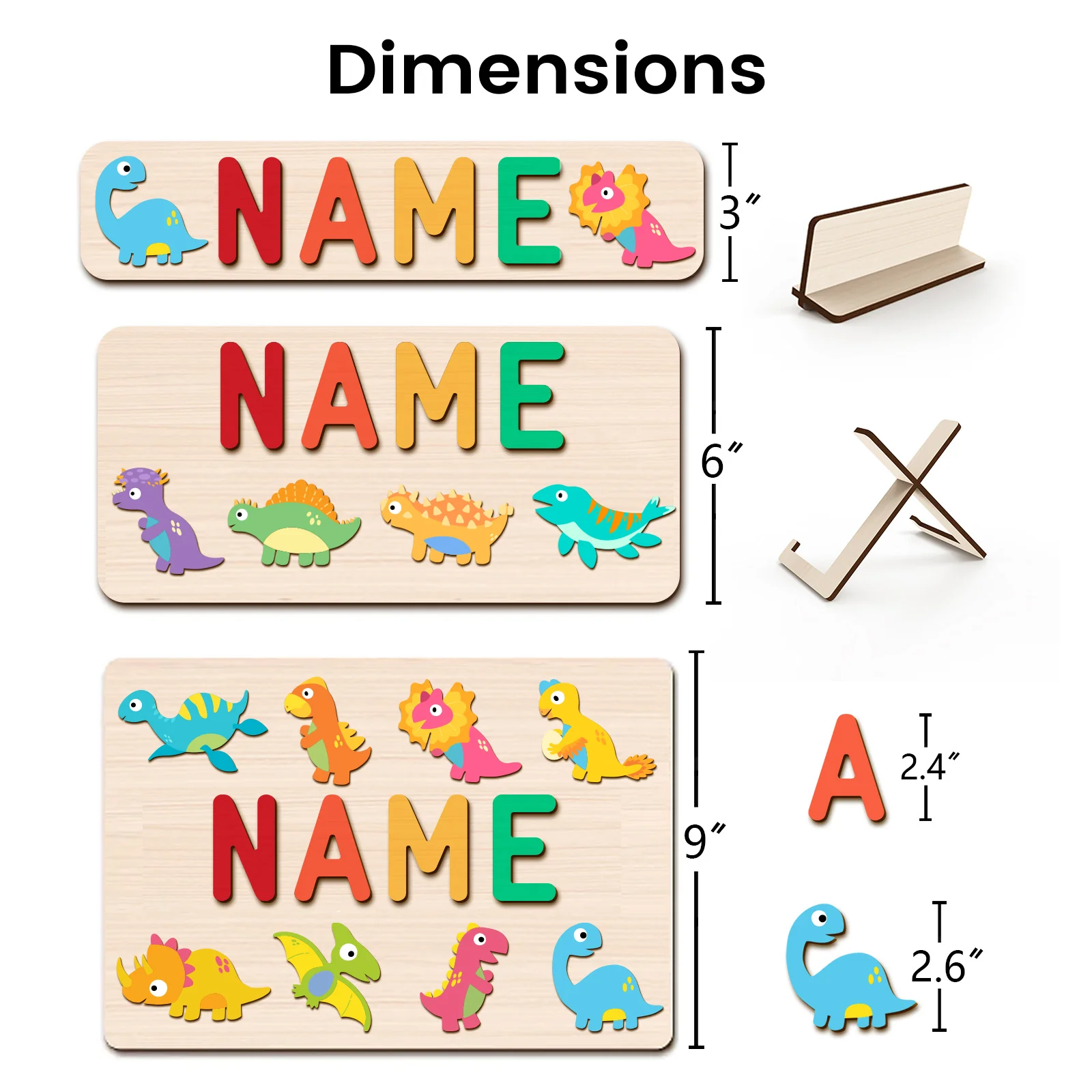Personalized Wooden Baby Name Puzzle - Dinosaurs - Image 8