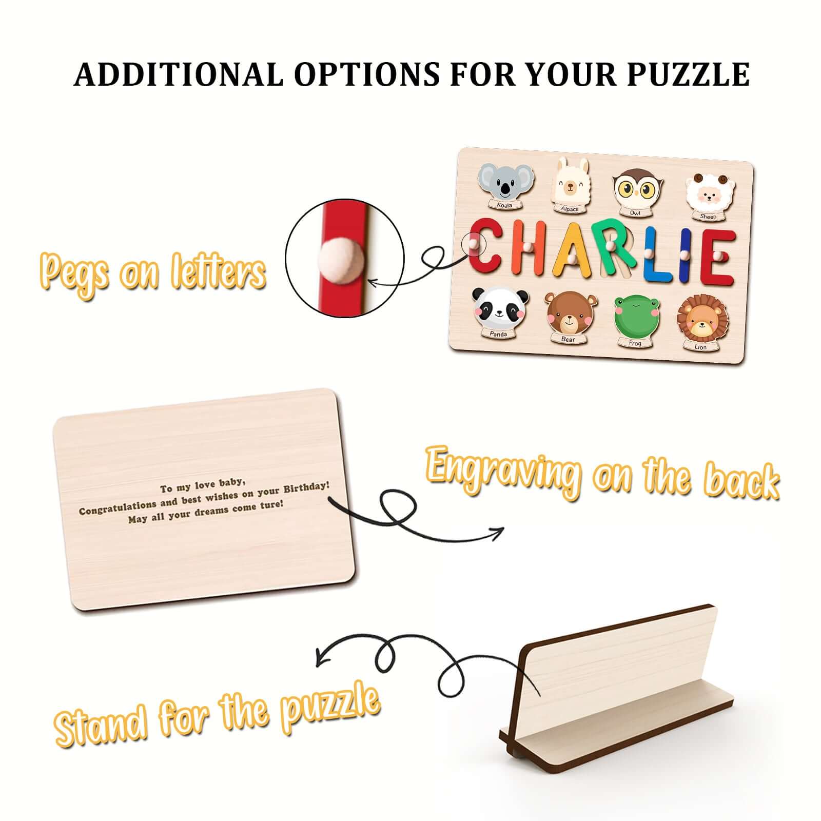 Personalized Wooden Baby Name Puzzle-Element With Name - Image 8