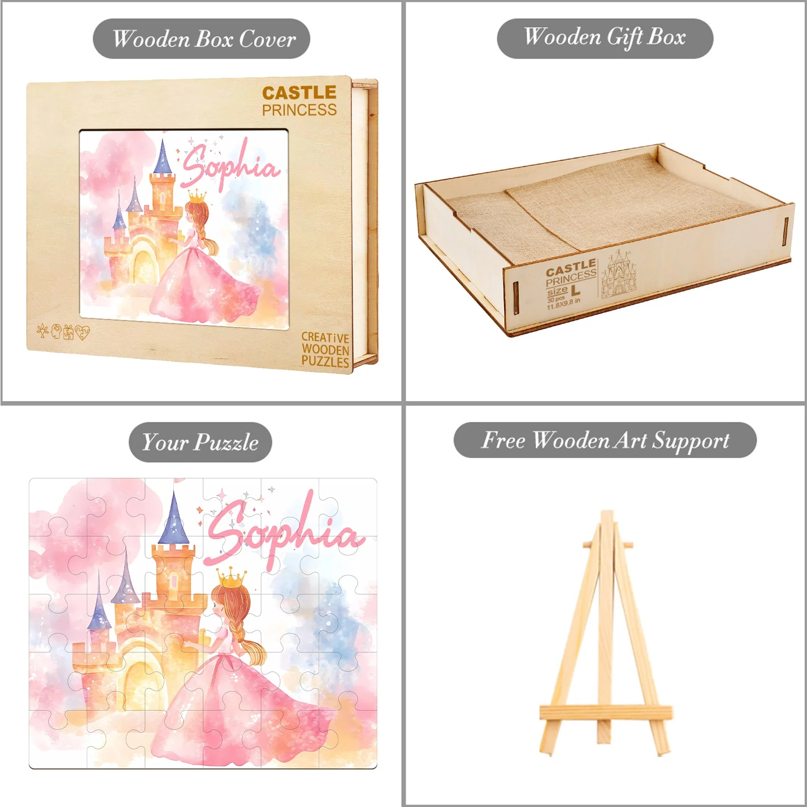 Personalized Wooden Baby Name Jigsaw Puzzle - Fairy Tale Princess - Image 10