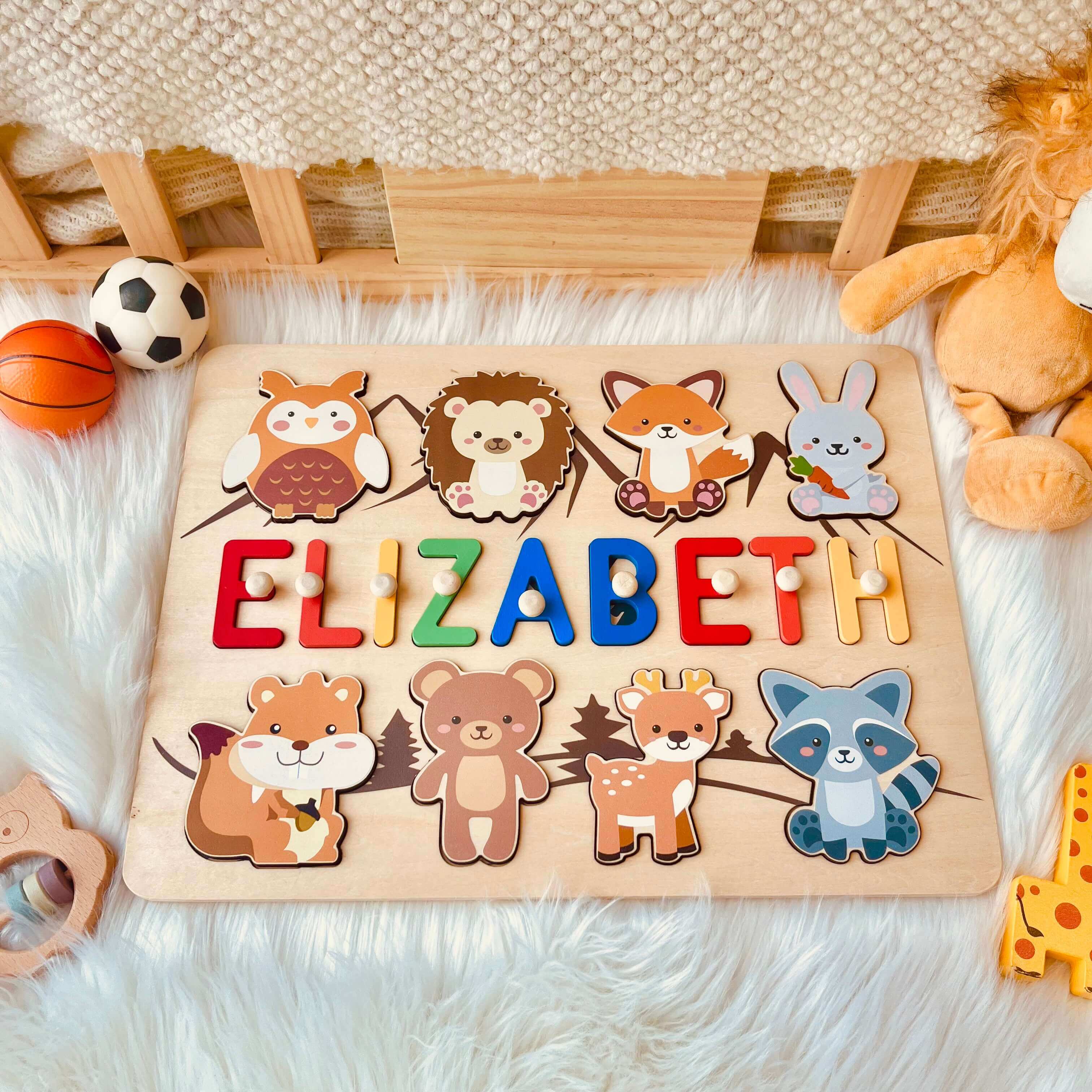 Personalized Wooden Forest Animal Name Puzzle -Super-sized Element - Image 3