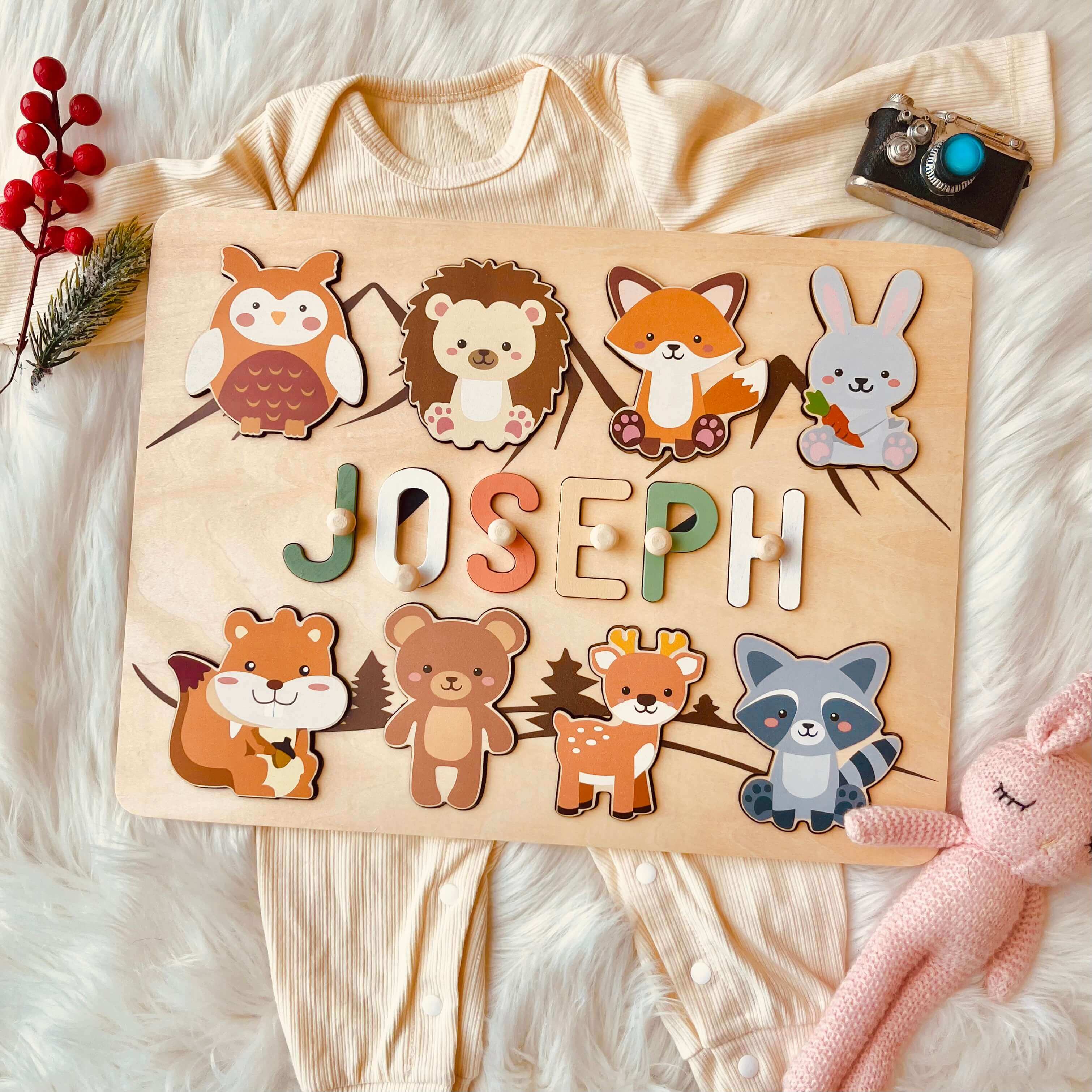 Personalized Wooden Forest Animal Name Puzzle -Super-sized Element - Image 4
