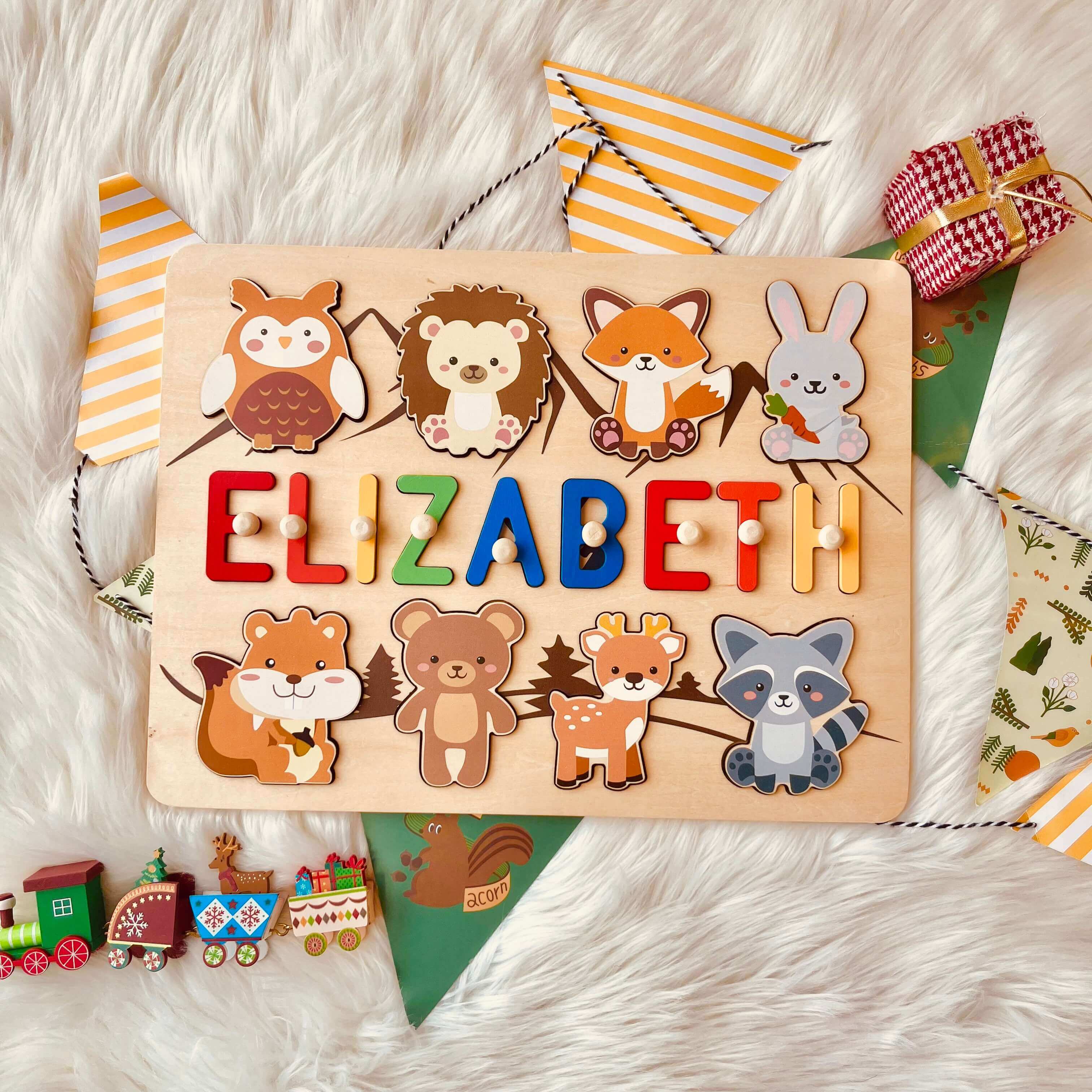 Personalized Wooden Forest Animal Name Puzzle -Super-sized Element - Image 5