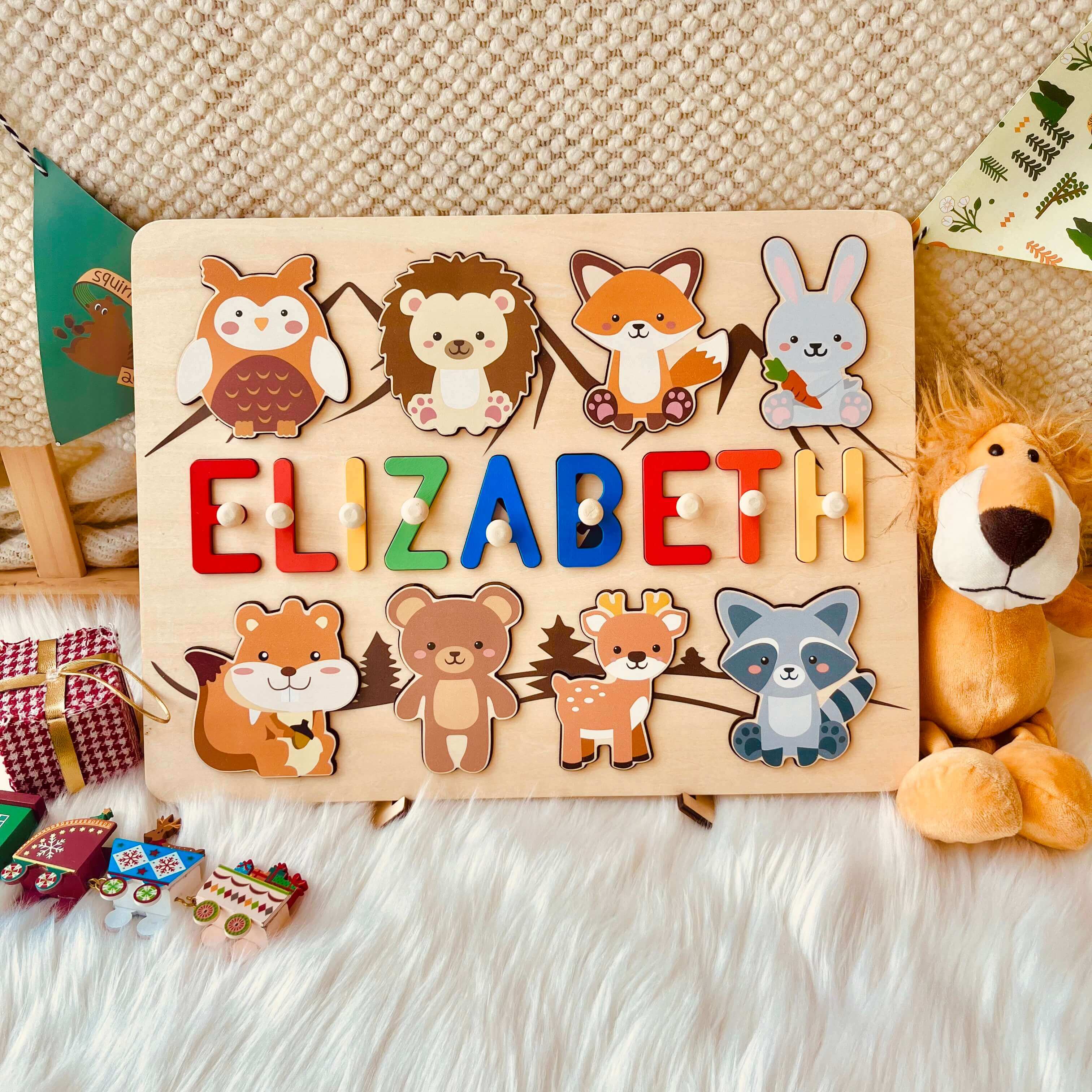 Personalized Wooden Forest Animal Name Puzzle -Super-sized Element - Image 6