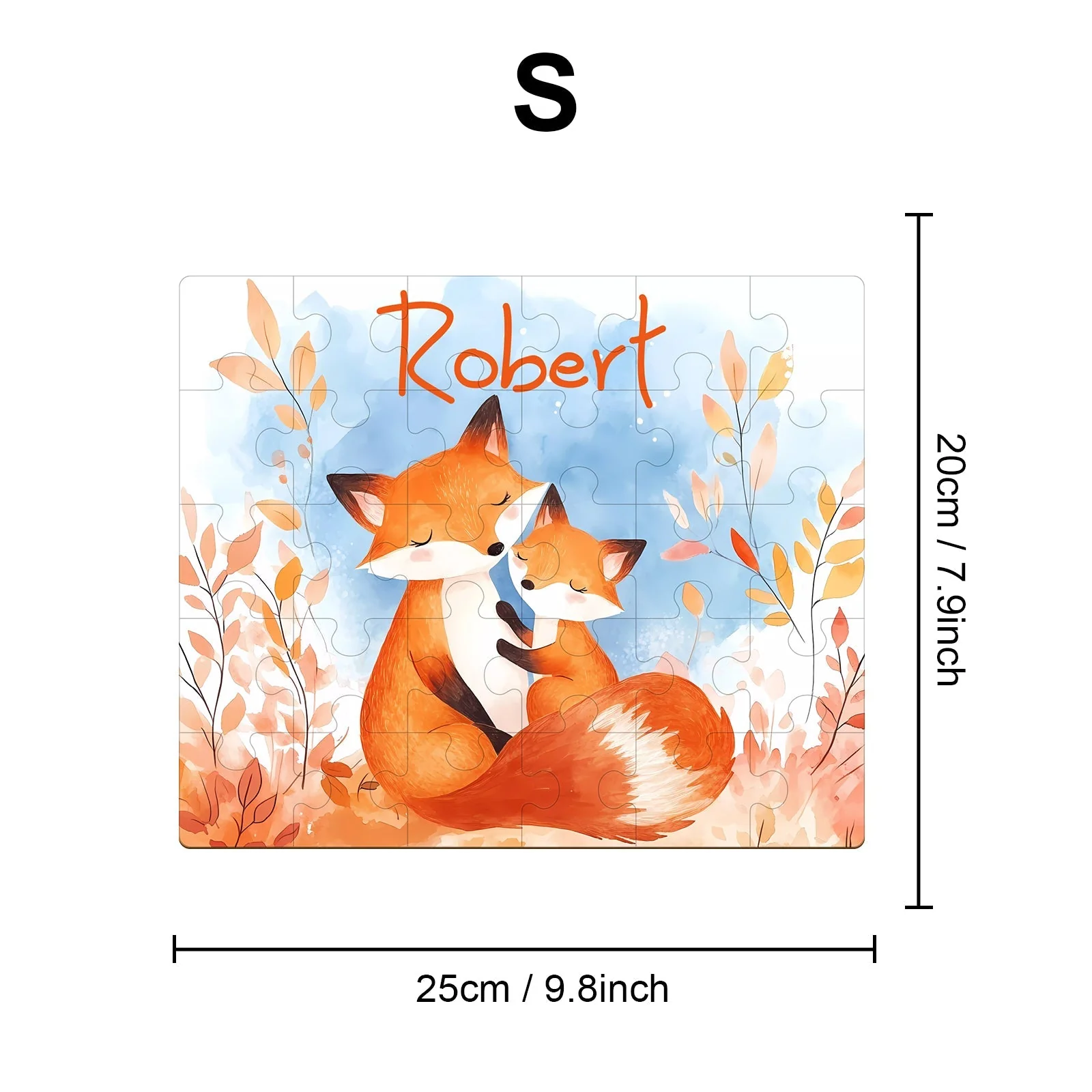 Personalized Wooden Baby Name Jigsaw Puzzle - Fox Family - Image 6