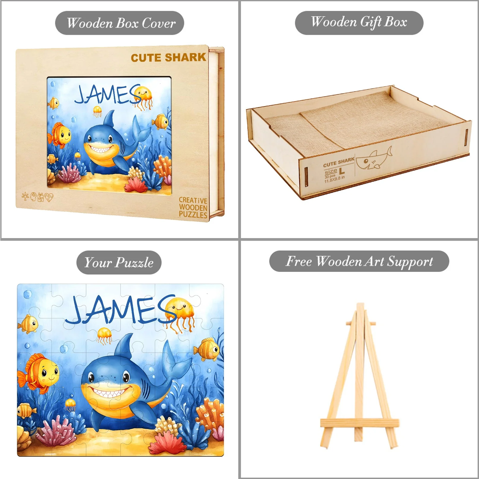 Personalized Wooden Baby Name Jigsaw Puzzle - Ocean Friends - Image 10