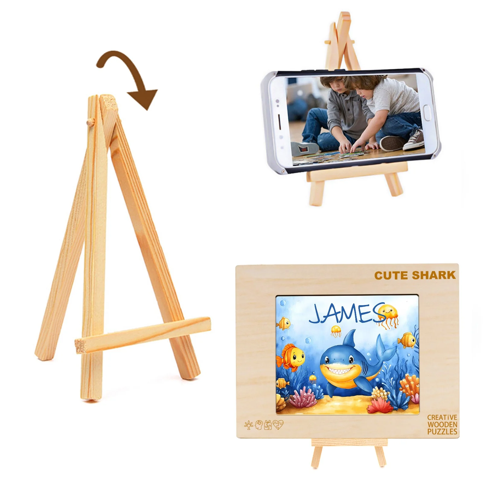 Personalized Wooden Baby Name Jigsaw Puzzle - Ocean Friends - Image 8