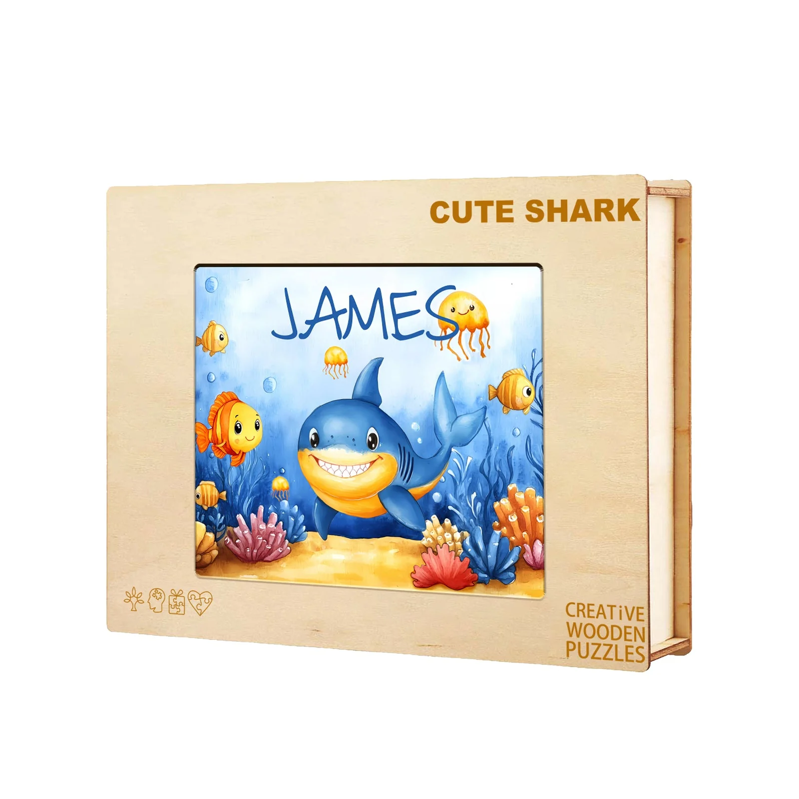 Personalized Wooden Baby Name Jigsaw Puzzle - Ocean Friends - Image 9
