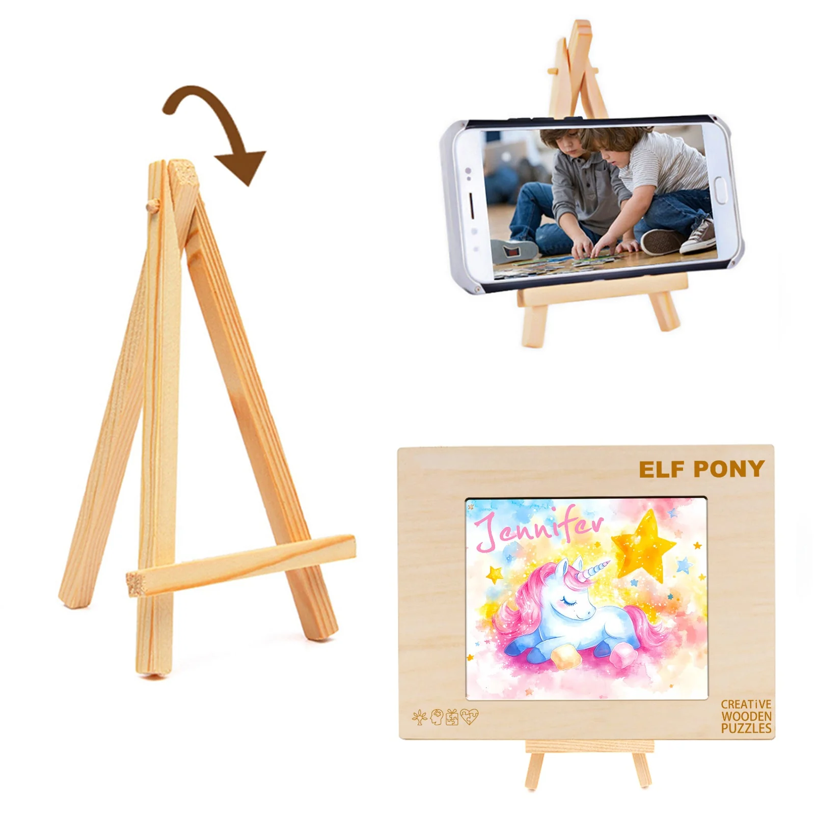 Personalized Wooden Baby Name Jigsaw Puzzle - Sleeping Unicorn - Image 8