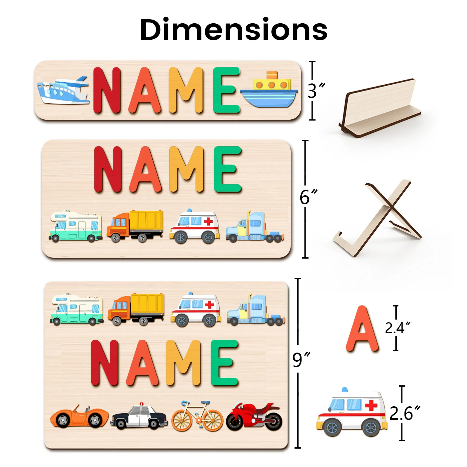 Personalized Wooden Baby Name Puzzle - Traffic - Image 8