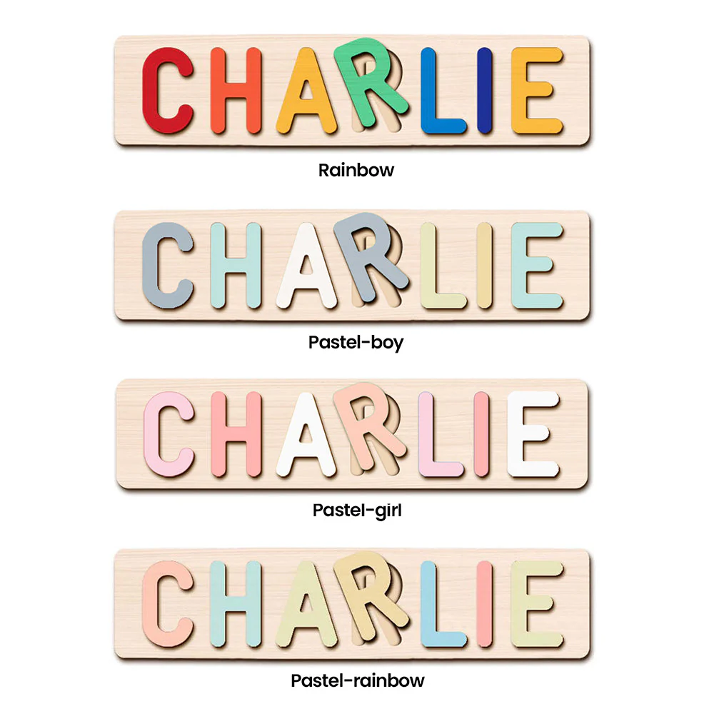 Personalized Wooden Baby Name Puzzle with Animals - Image 8