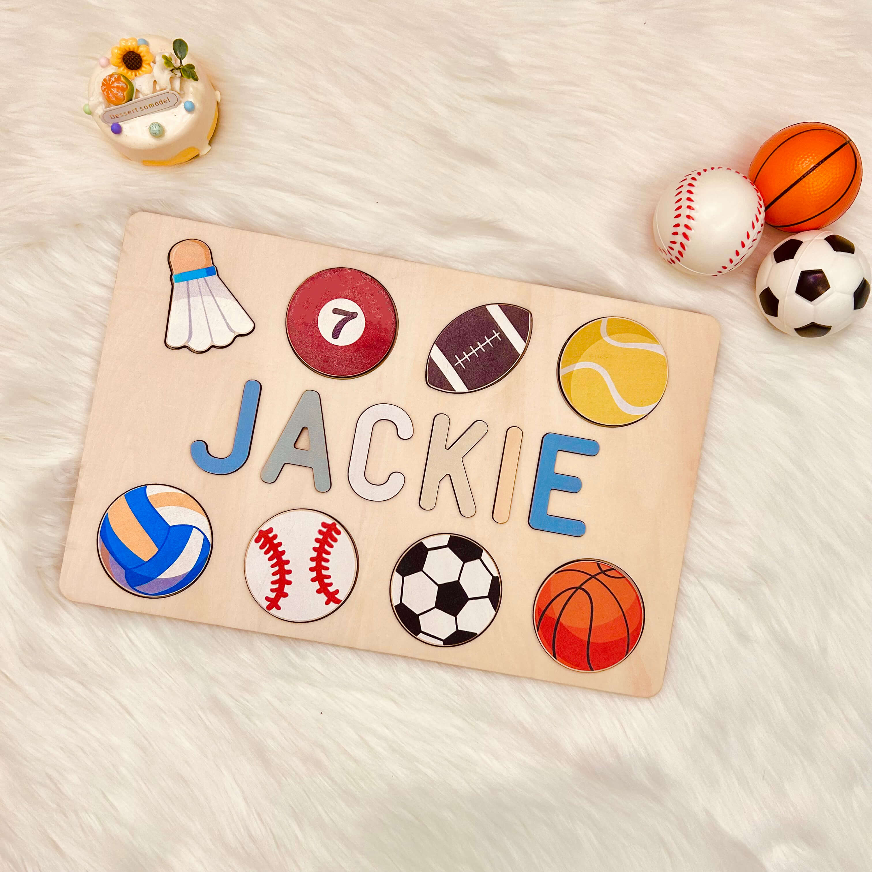 Personalized Wooden Baby Name Puzzle with Balls - Image 5