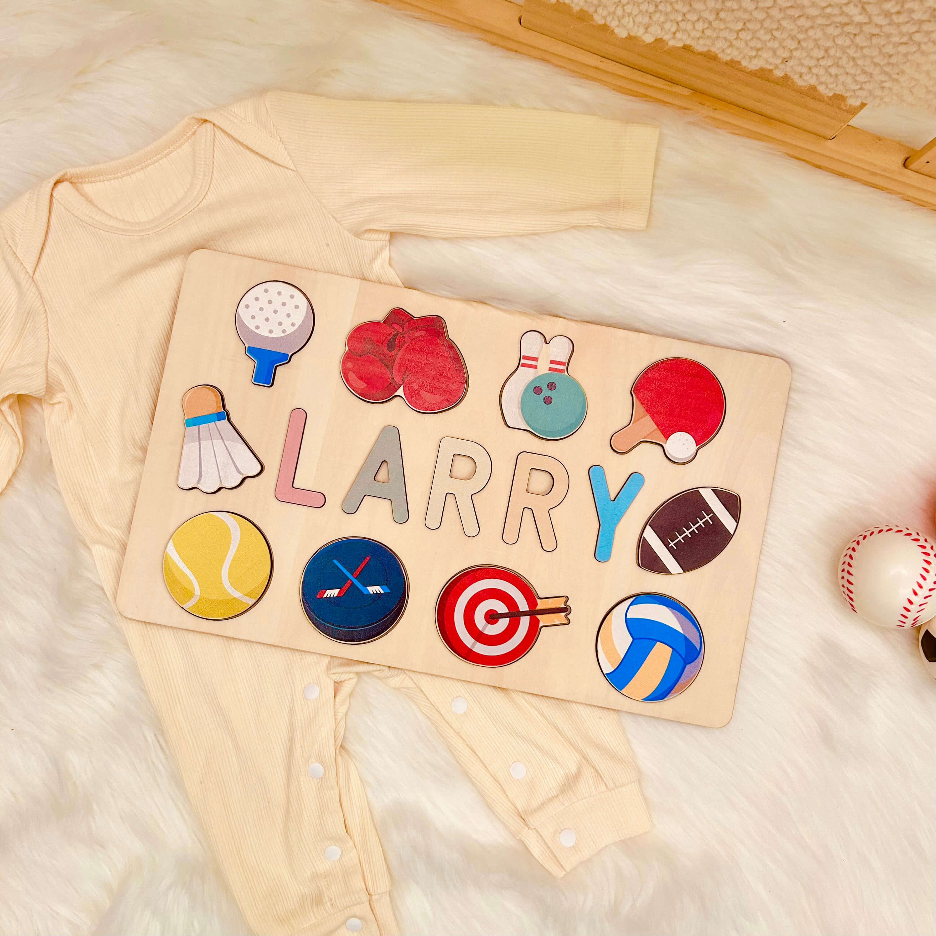 Personalized Wooden Baby Name Puzzle with Balls - Image 6