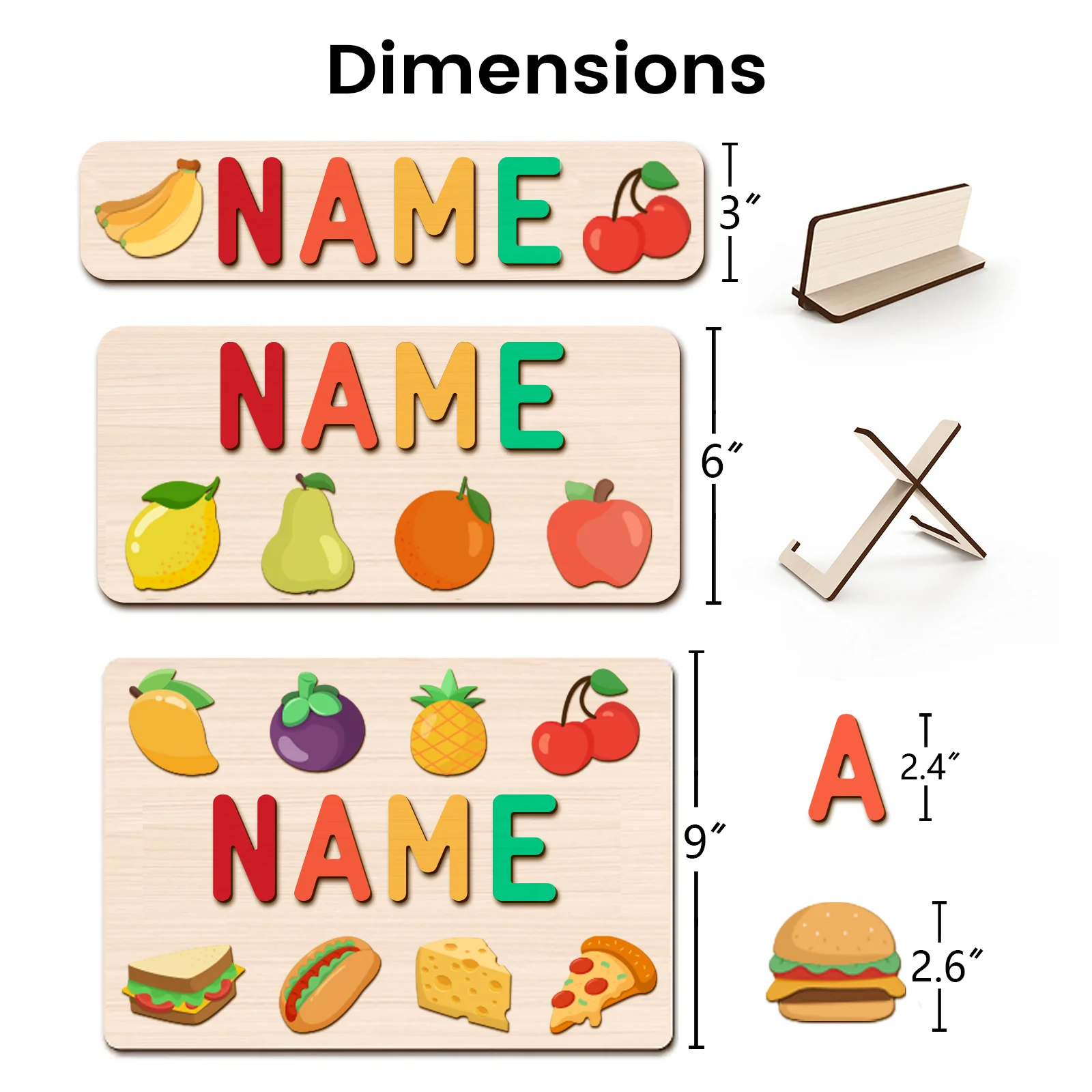 Personalized Wooden Baby Name Puzzle with Food - Image 9