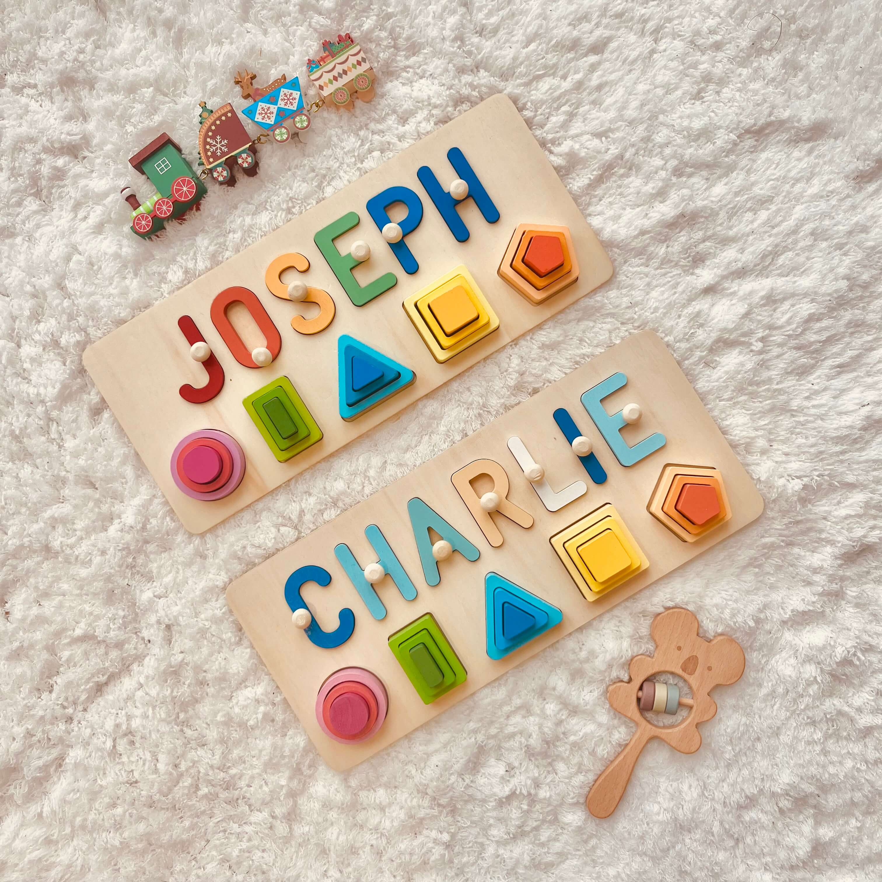 Personalized Wooden Baby Name Stacking Toy - Image 3