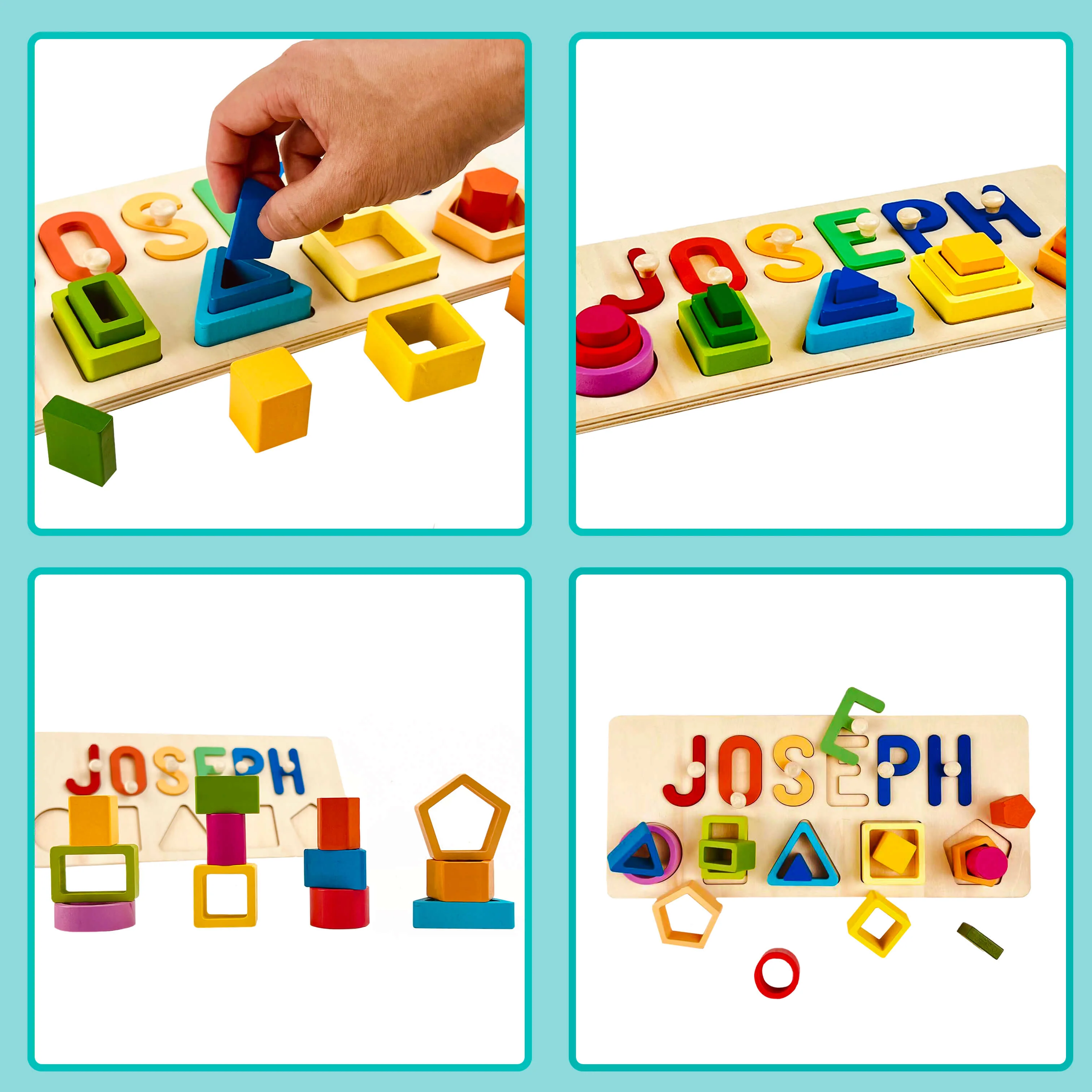 Personalized Wooden Baby Name Stacking Toy - Image 6