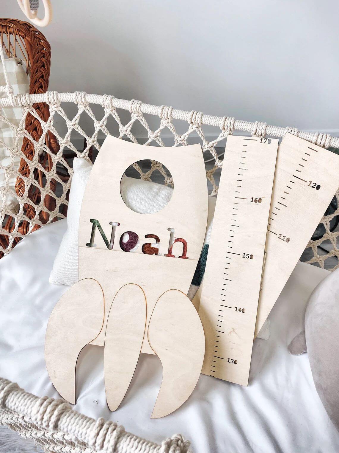 Personalized Wooden Rocket Growth Chart Nursery Decor - Image 4