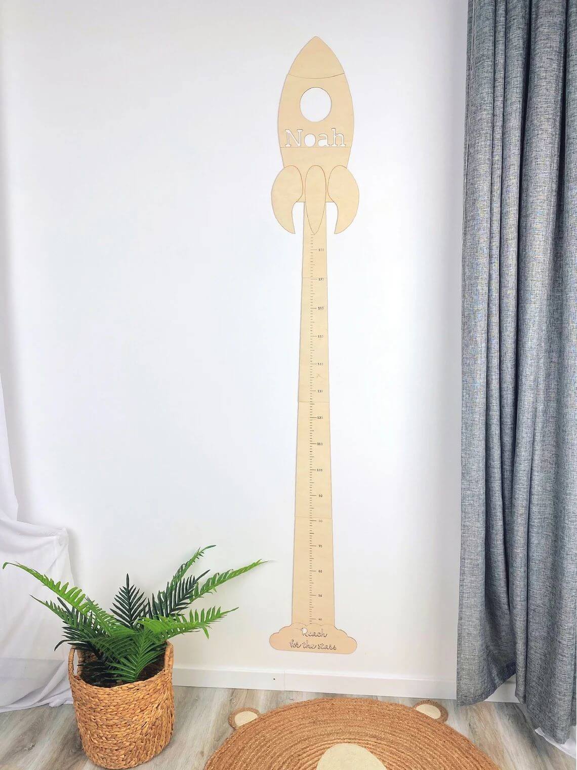 Personalized Wooden Rocket Growth Chart Nursery Decor - Image 5