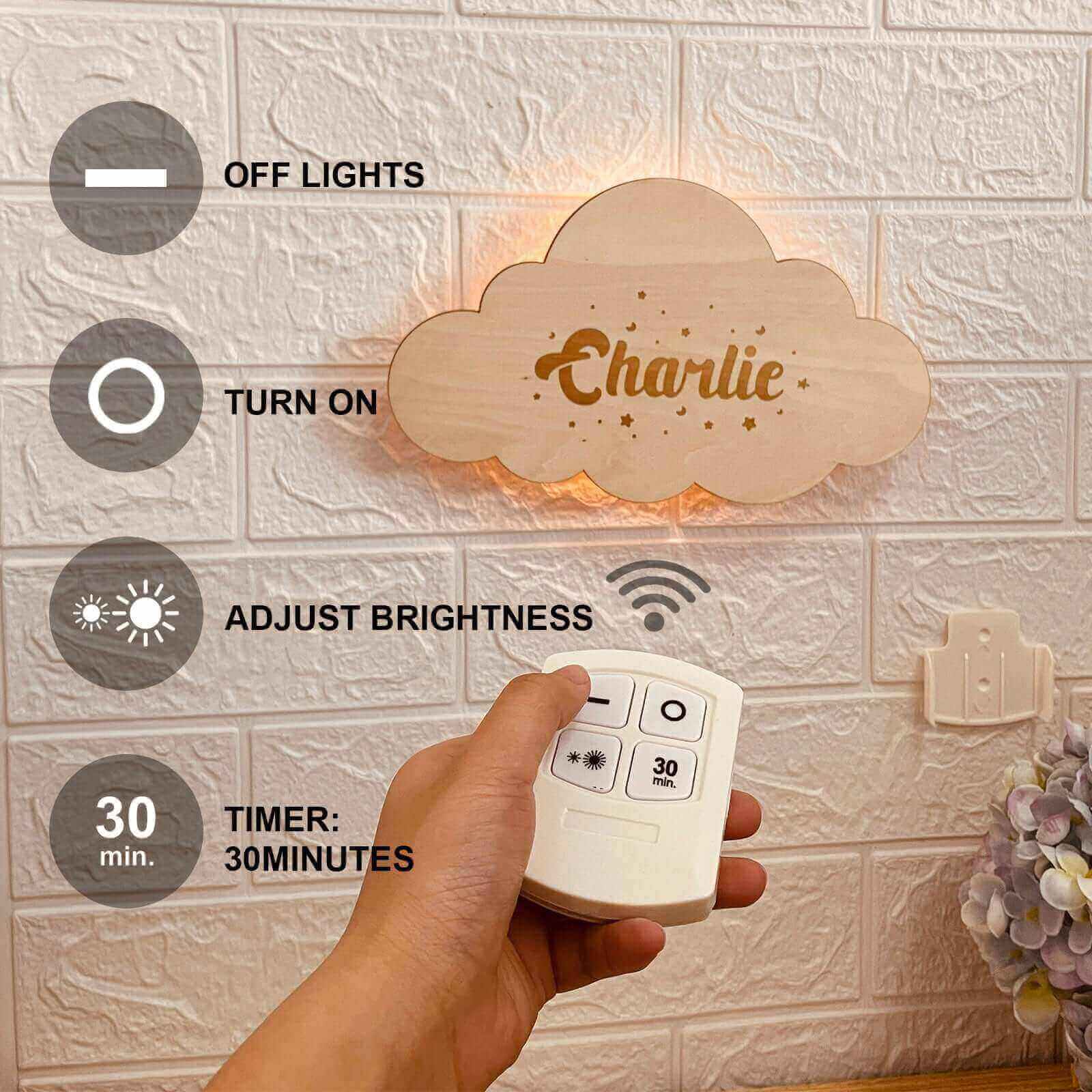 Personalized Wooden Baby's Room Wall Light Set-Dinosaur Theme - Image 7