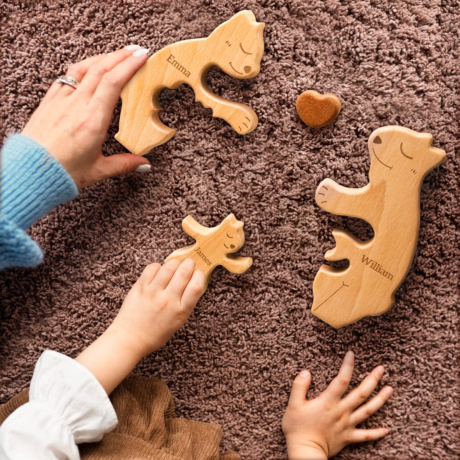 Personalized Wooden Bears Family Puzzle Decor - Image 6
