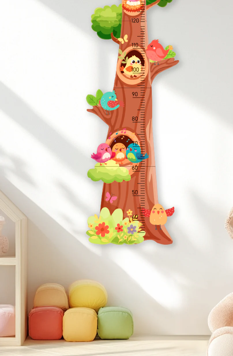 Personalized Wooden Birds and Flowers Treehouse Growth Chart - Image 3