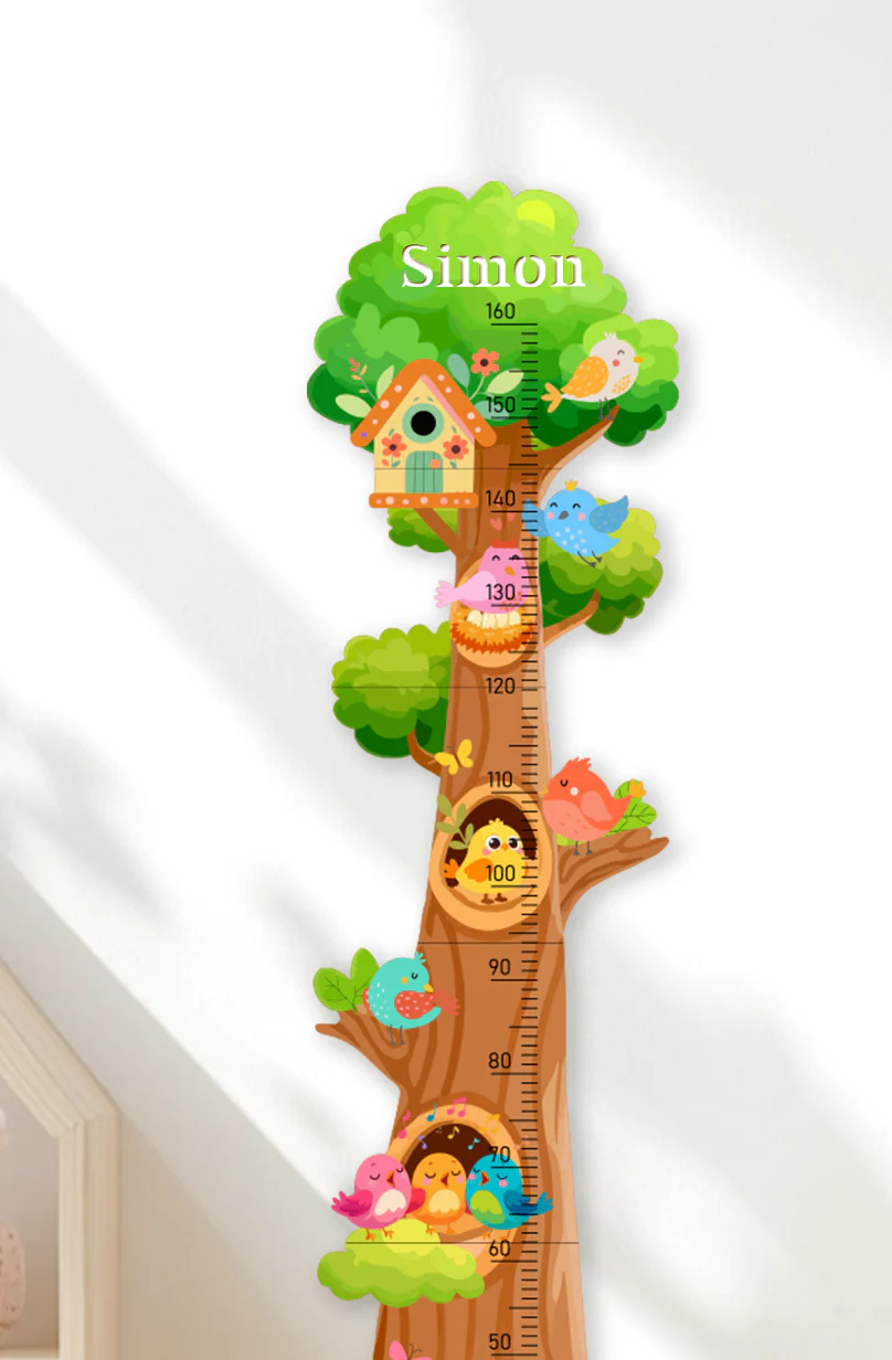 Personalized Wooden Birds and Flowers Treehouse Growth Chart - Image 4