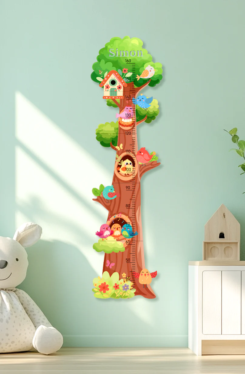 Personalized Wooden Birds and Flowers Treehouse Growth Chart - Image 7