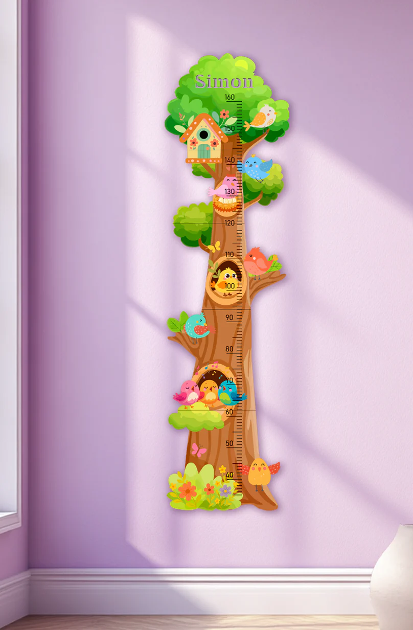 Personalized Wooden Birds and Flowers Treehouse Growth Chart - Image 8