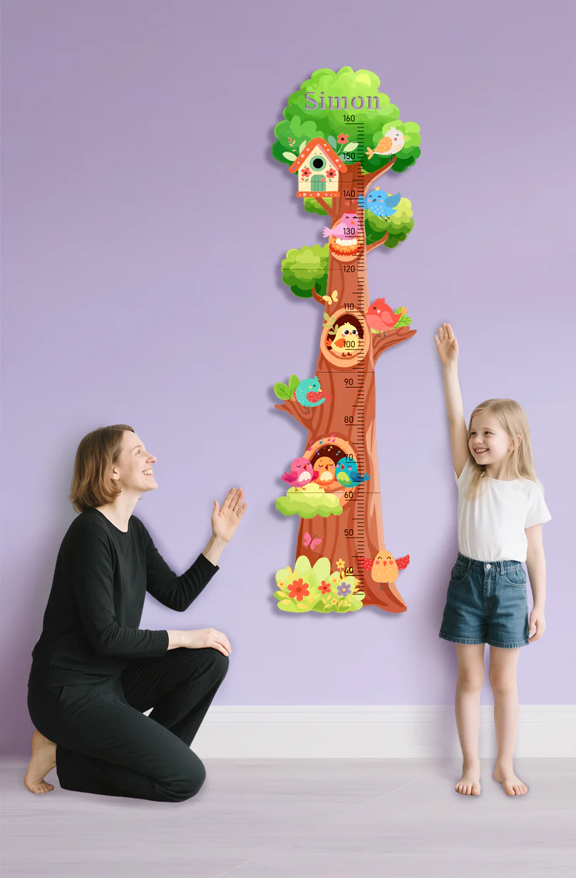 Personalized Wooden Birds and Flowers Treehouse Growth Chart - Image 9