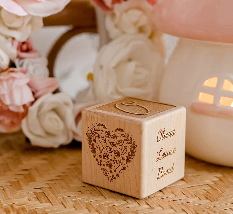 Personalized Wooden birth Block Gift for baby/Gift for Baptism Memorial - Image 4
