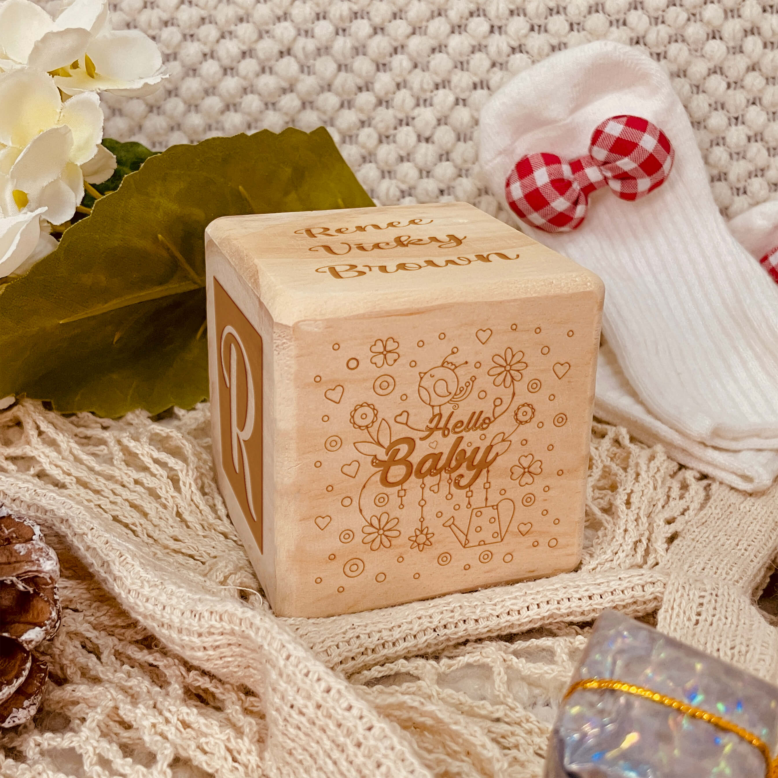 Personalized Wooden birth Block Gift for baby/Gift for Baptism Memorial - Image 6